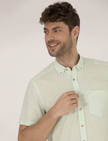 Yeşil Regular Fit Kısa Kollu Gömlek