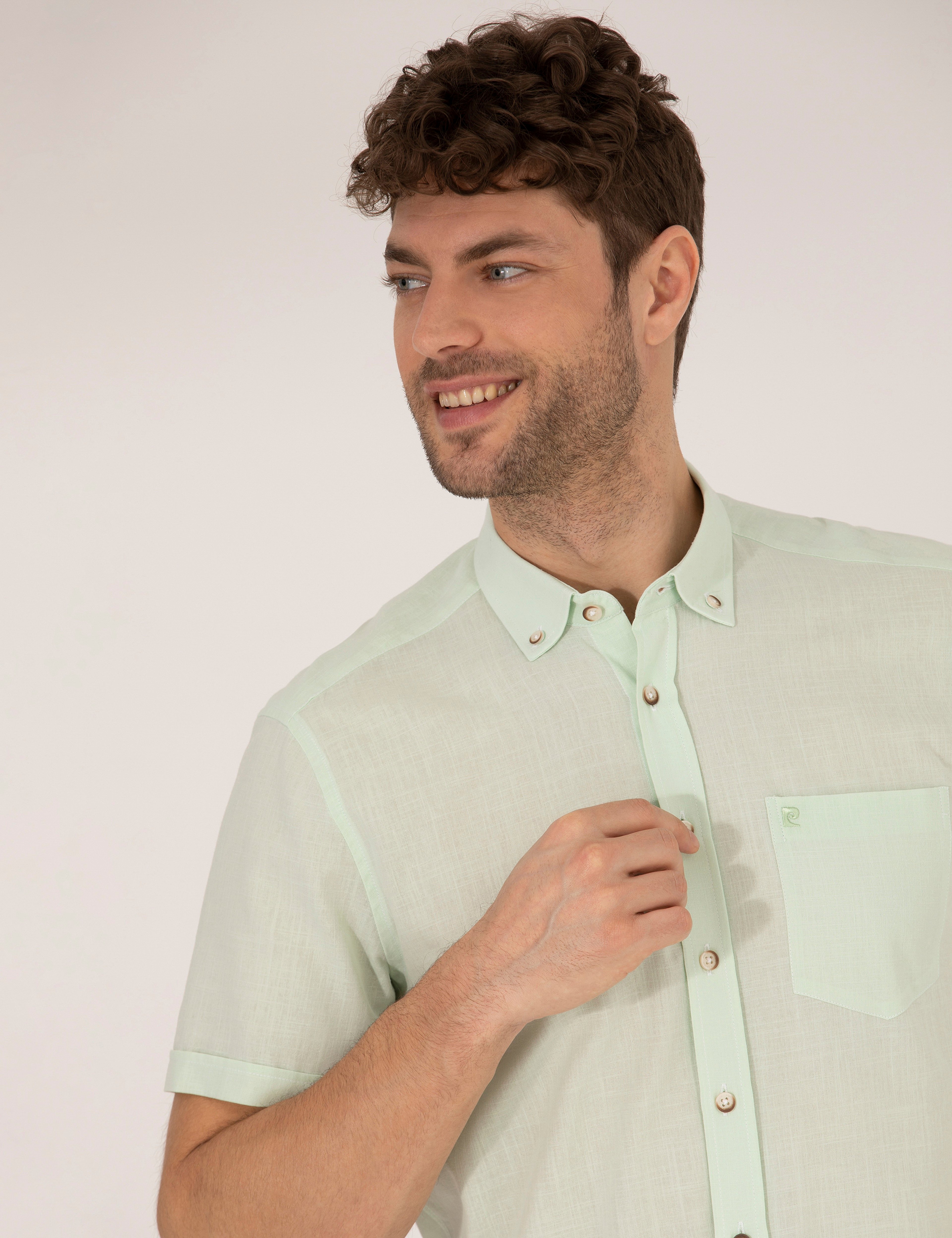 Yeşil Regular Fit Kısa Kollu Gömlek - Image 3