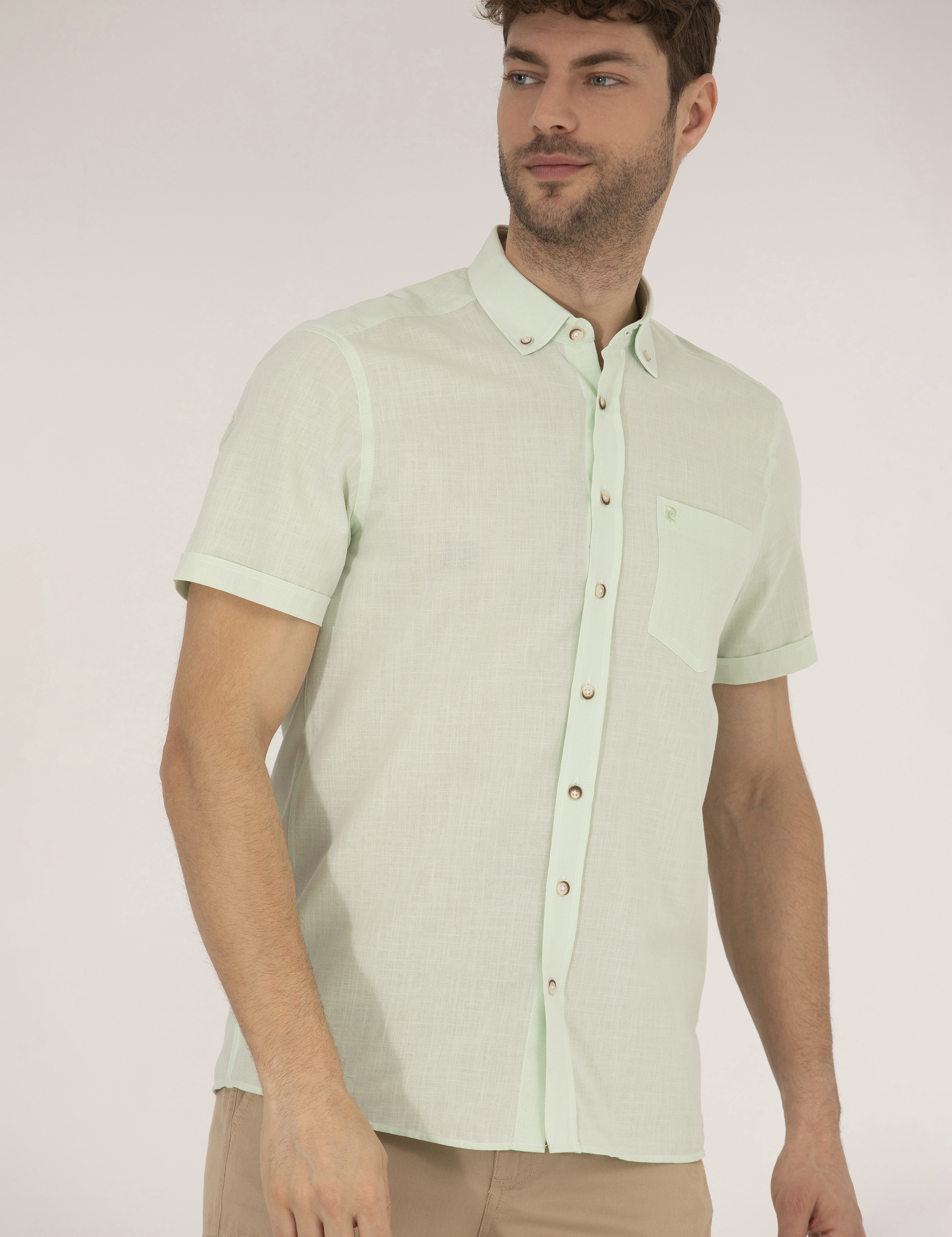 Yeşil Regular Fit Kısa Kollu Gömlek - Image 2