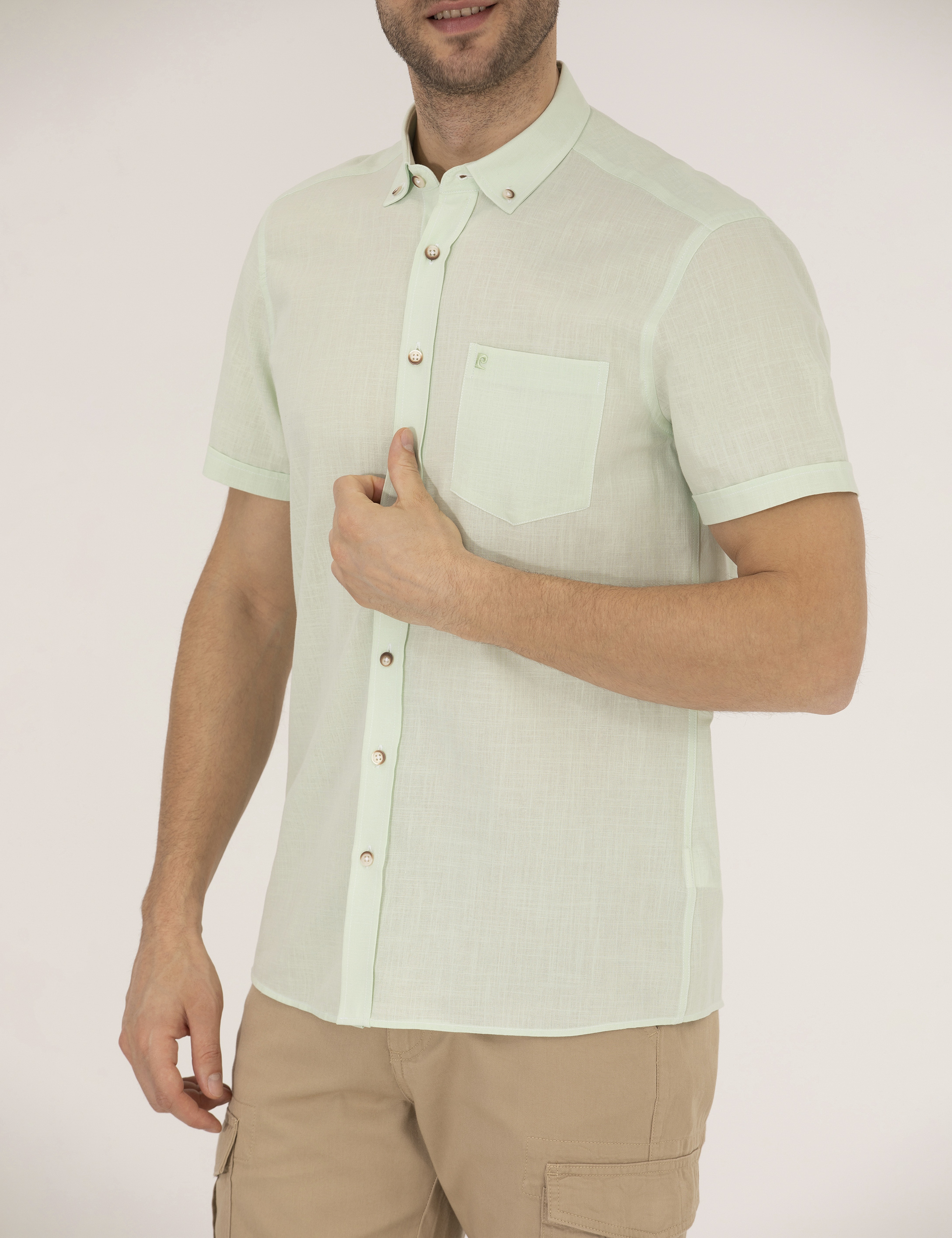 Yeşil Regular Fit Kısa Kollu Gömlek