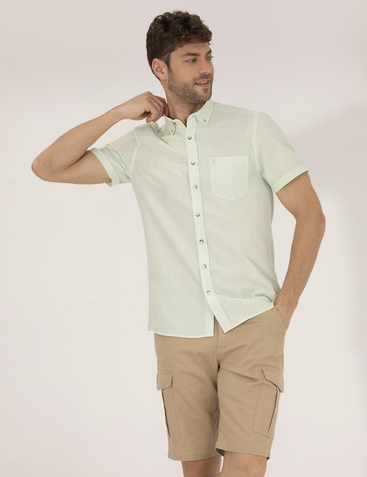 Yeşil Regular Fit Kısa Kollu Gömlek