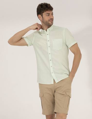 Yeşil Regular Fit Kısa Kollu Gömlek