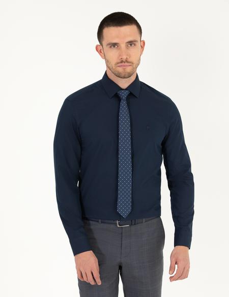 Lacivert Slim Fit Uzun Kollu Klasik Gömlek - 50255292016