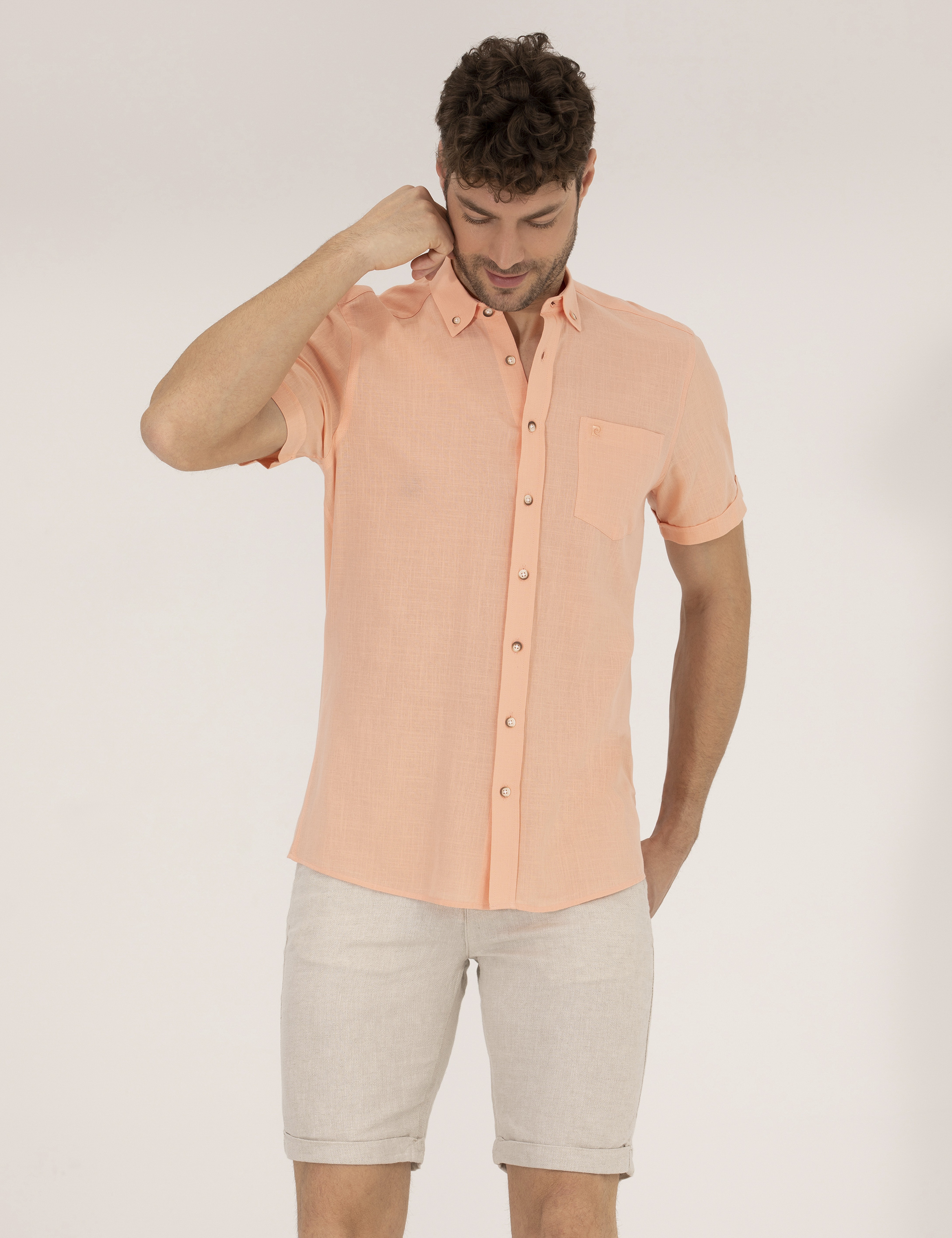 Turuncu Regular Fit Kısa Kollu Gömlek
