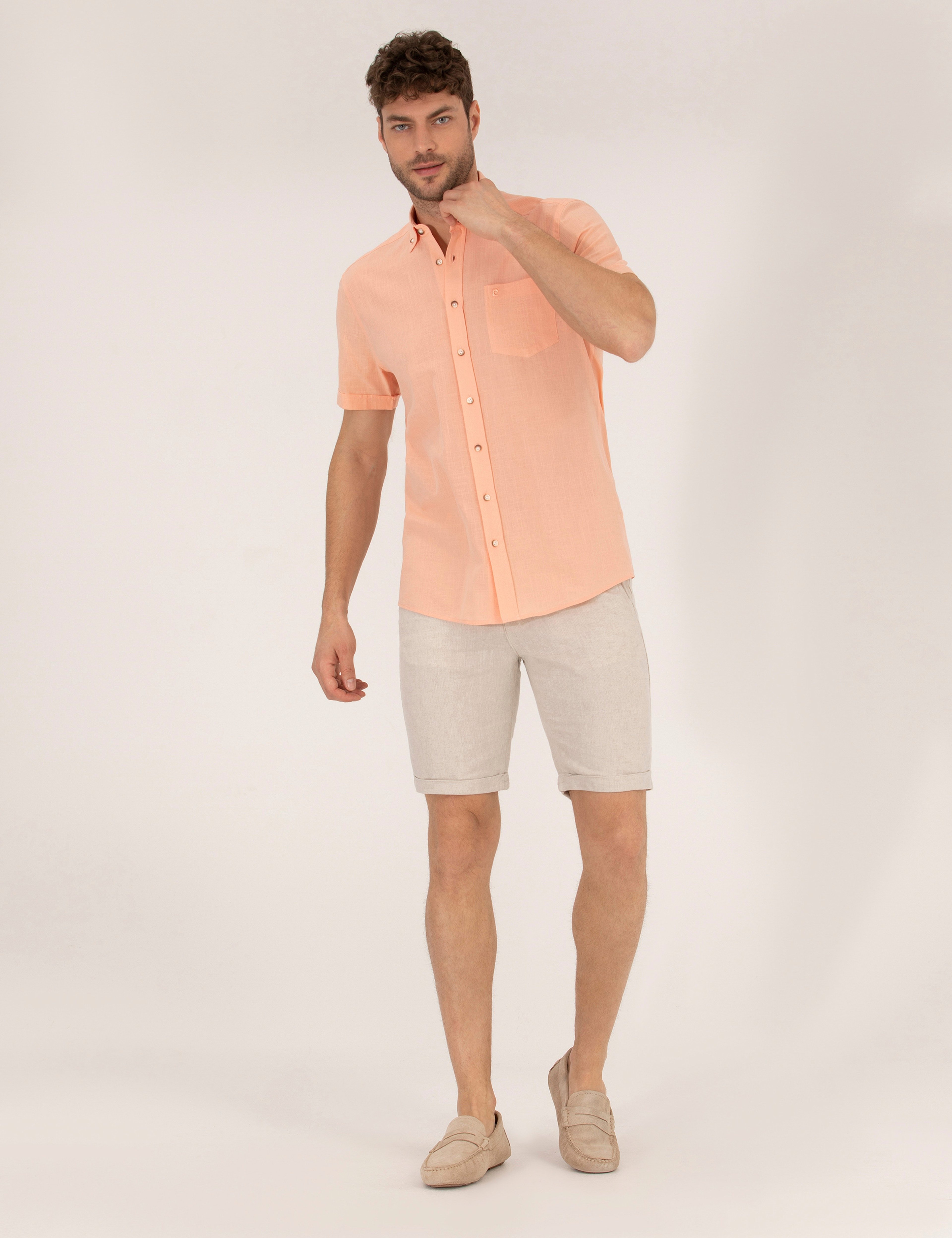 Turuncu Regular Fit Kısa Kollu Gömlek - Image 4