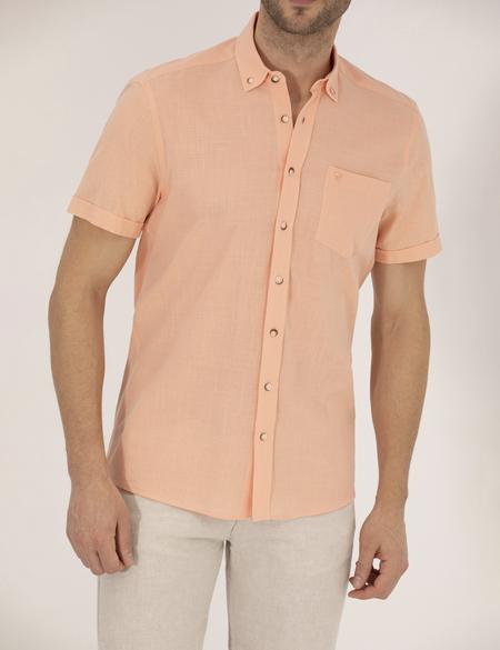 Turuncu Regular Fit Kısa Kollu Gömlek - 50268184032
