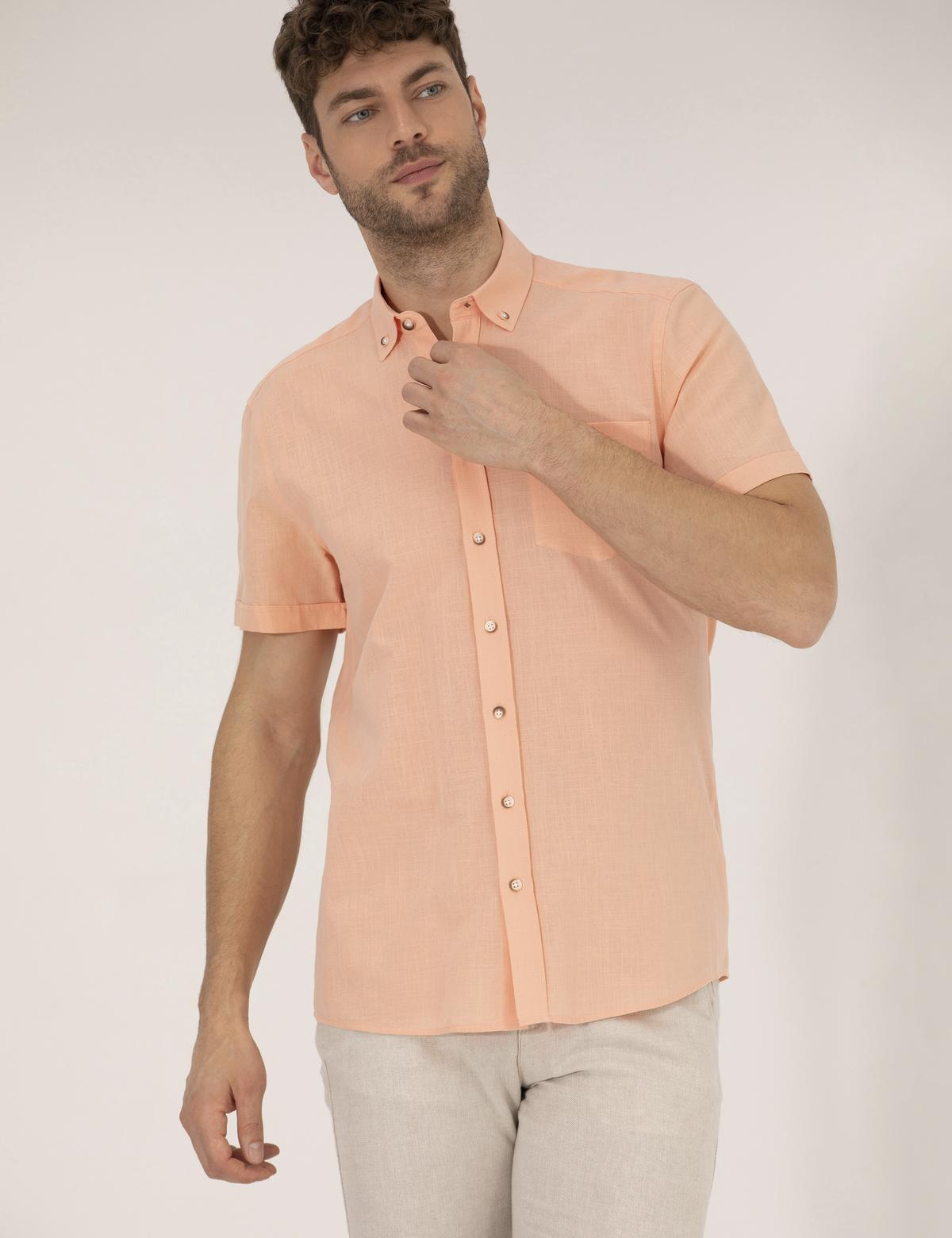 Turuncu Regular Fit Kısa Kollu Gömlek - 50268184032