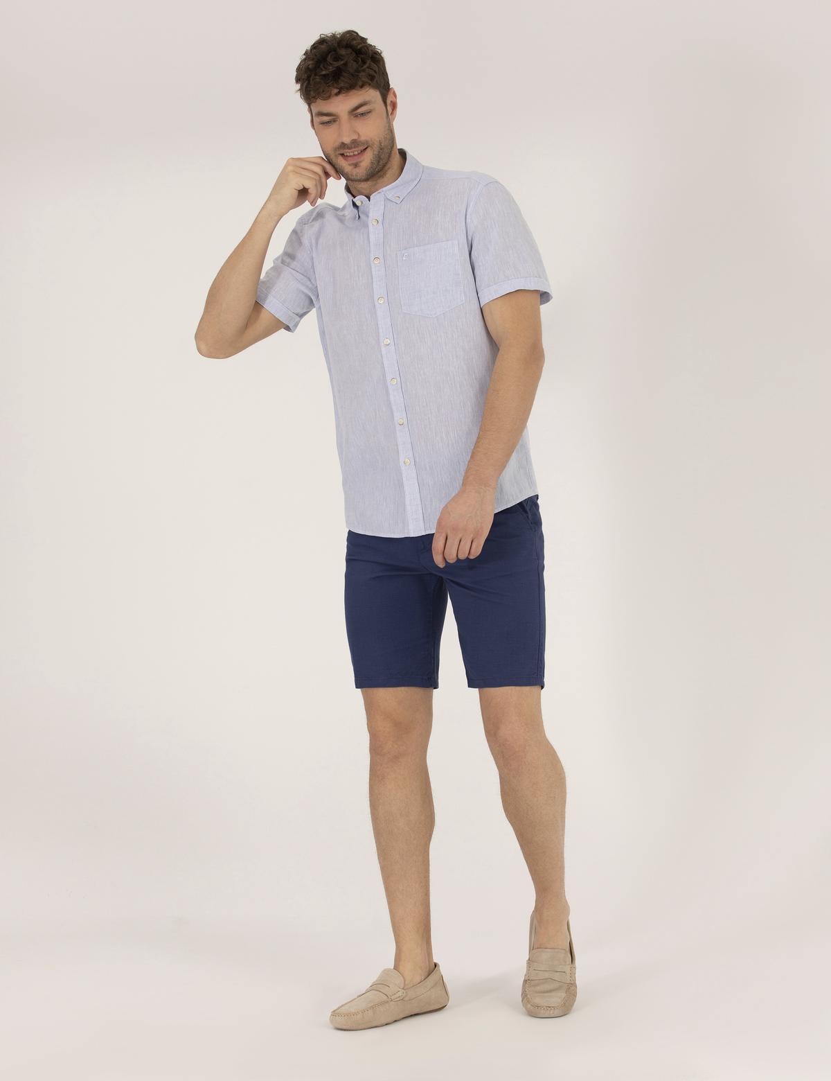 Açık Mavi Regular Fit Kısa Kollu Gömlek - 50249726008