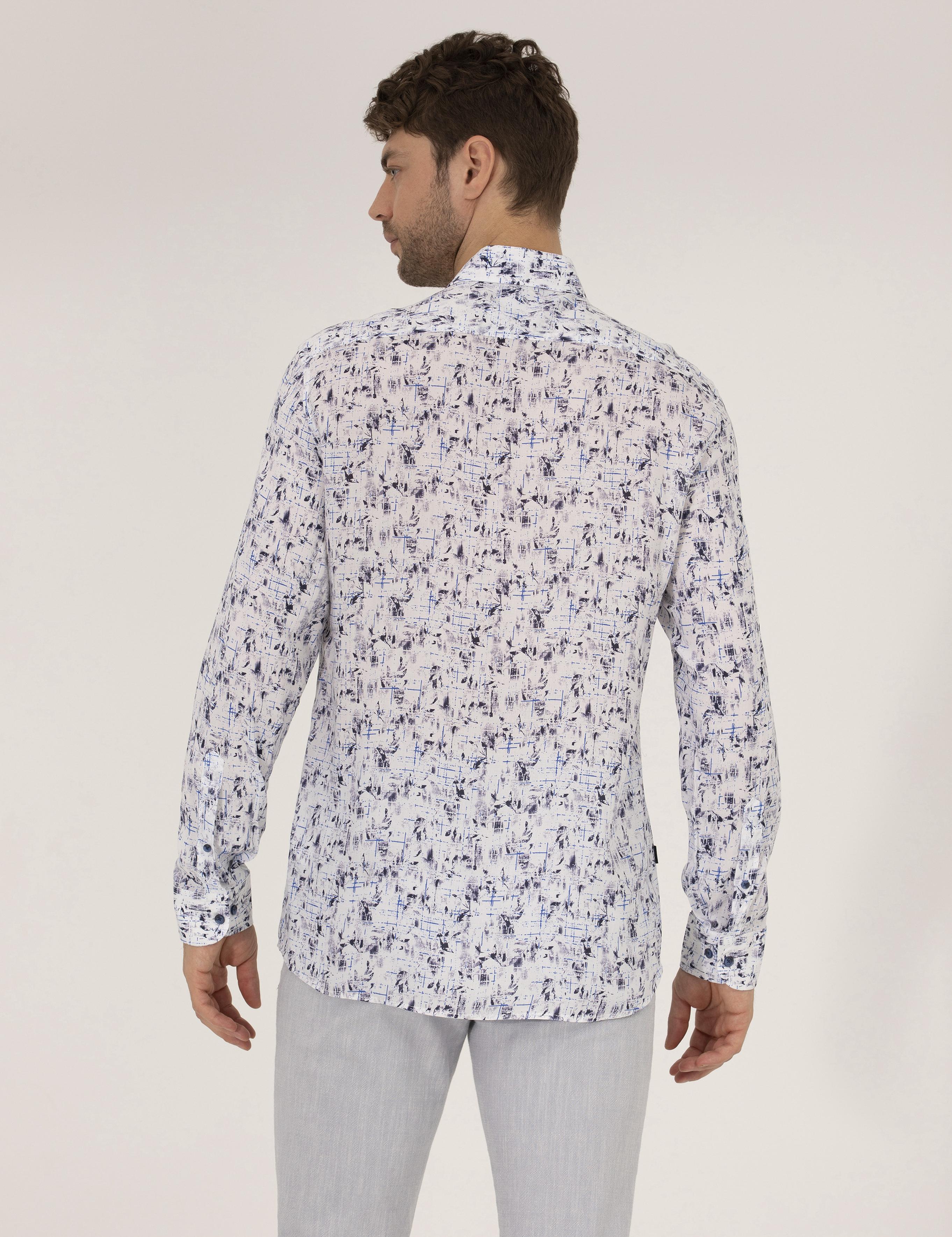 Lacivert Slim Fit Uzun Kollu Gömlek