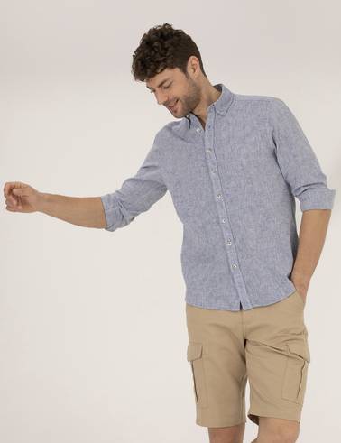 Lacivert Regular Fit Uzun Kollu Gömlek