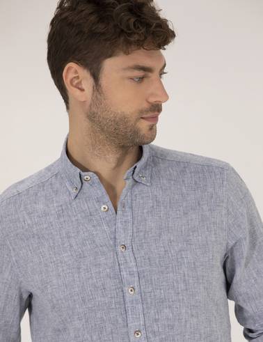Lacivert Regular Fit Uzun Kollu Gömlek