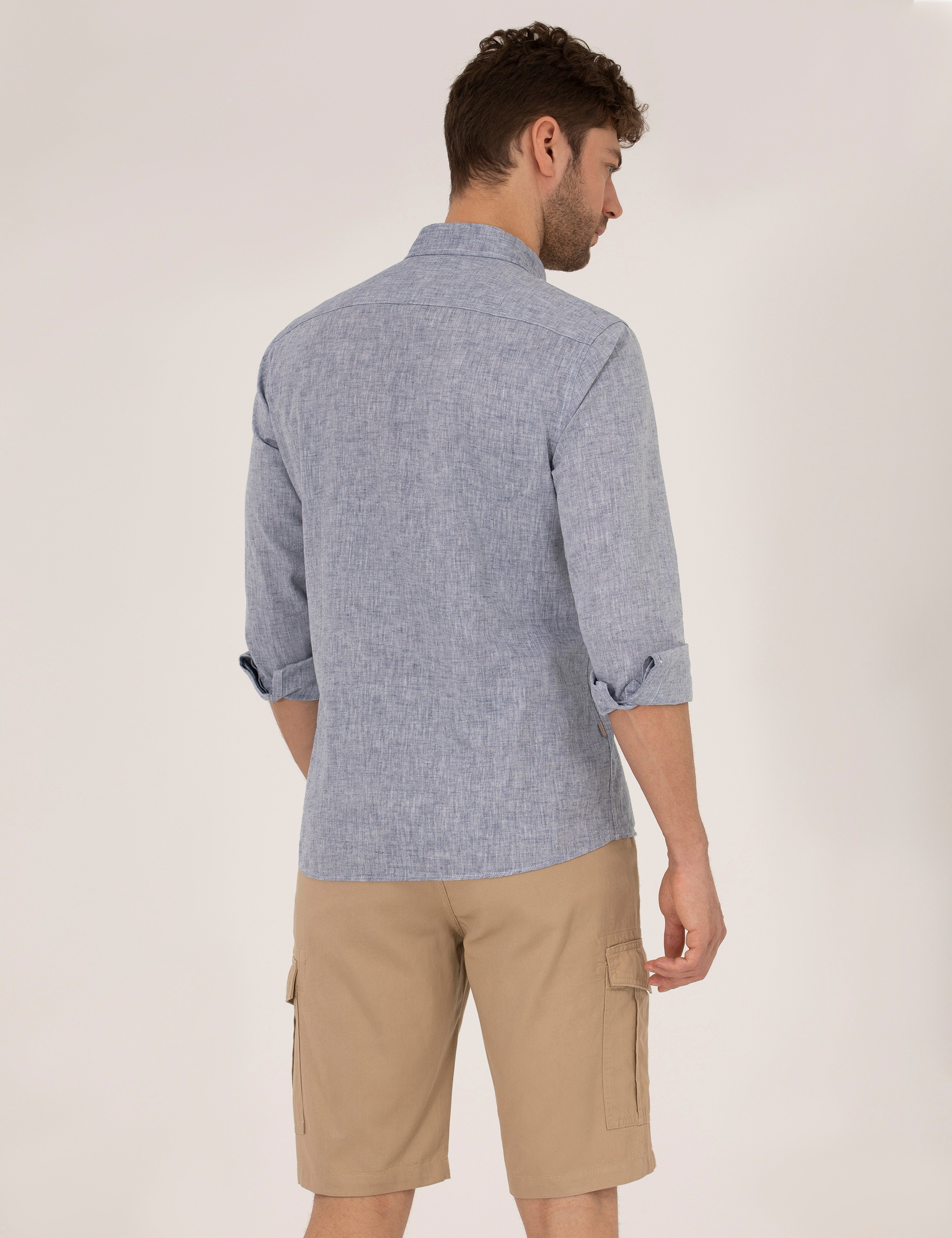Lacivert Regular Fit Uzun Kollu Gömlek - Image 5