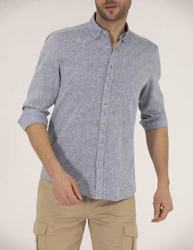 Lacivert Regular Fit Uzun Kollu Gömlek