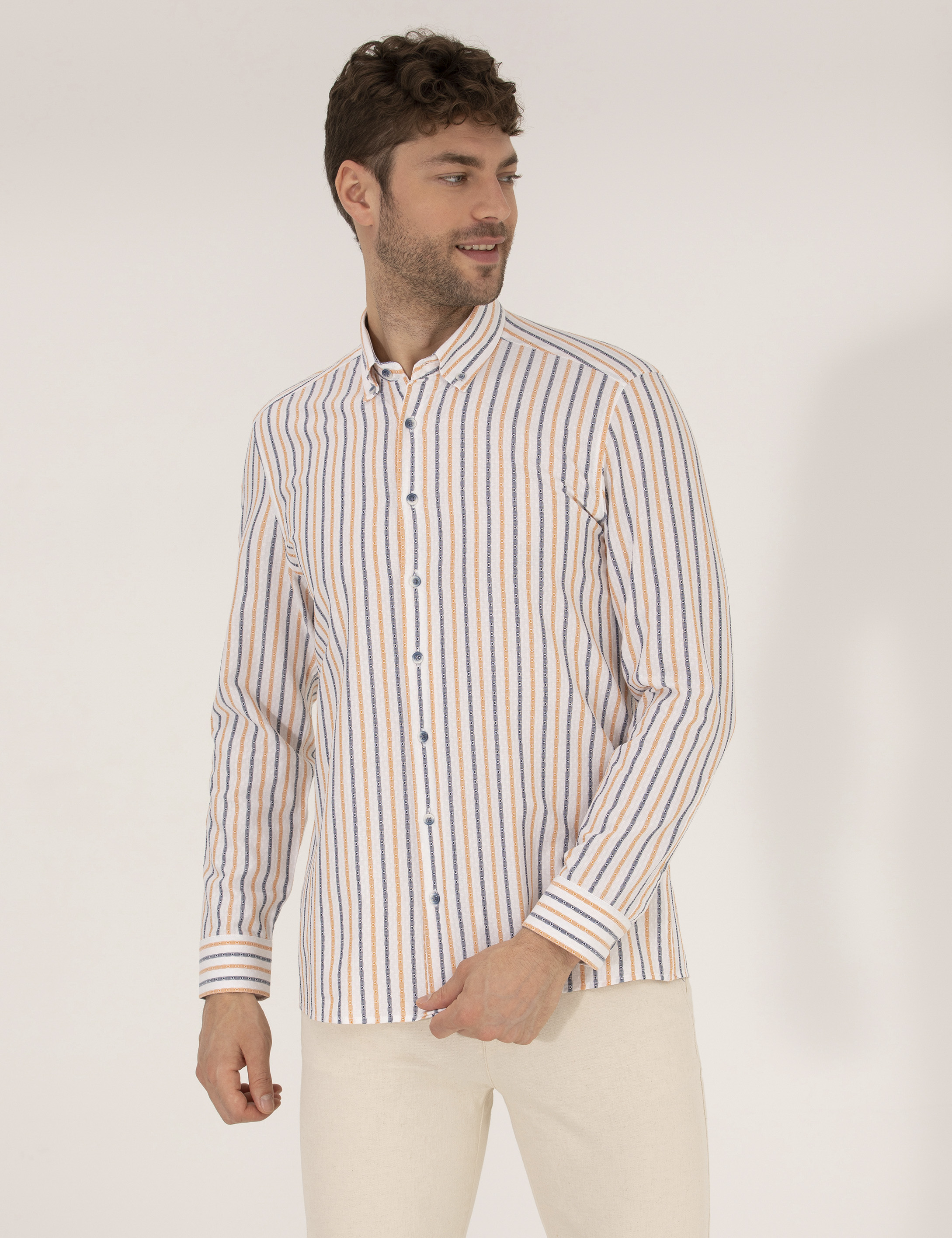 Pembe Regular Fit Uzun Kollu Gömlek - Image 1