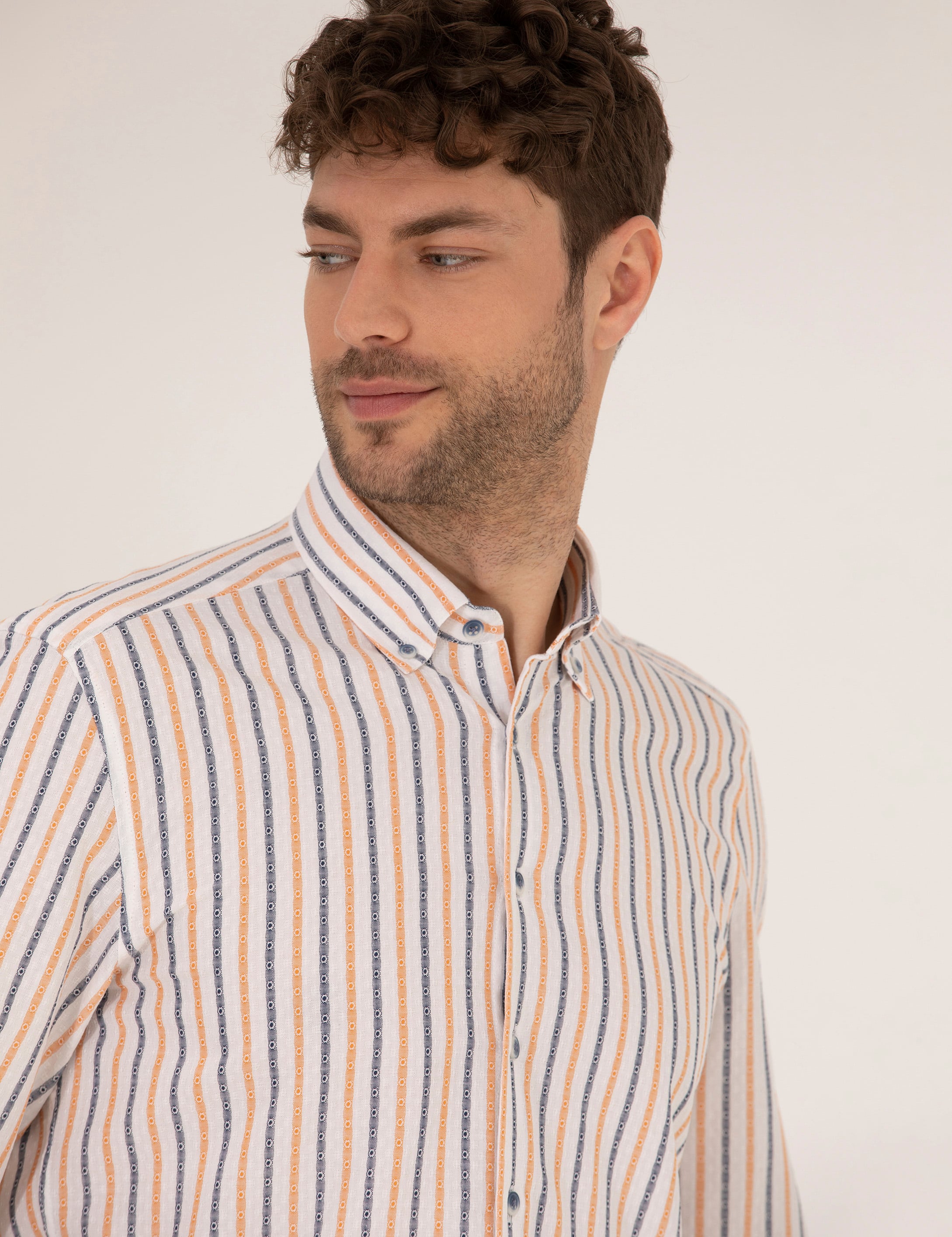 Pembe Regular Fit Uzun Kollu Gömlek - Image 3