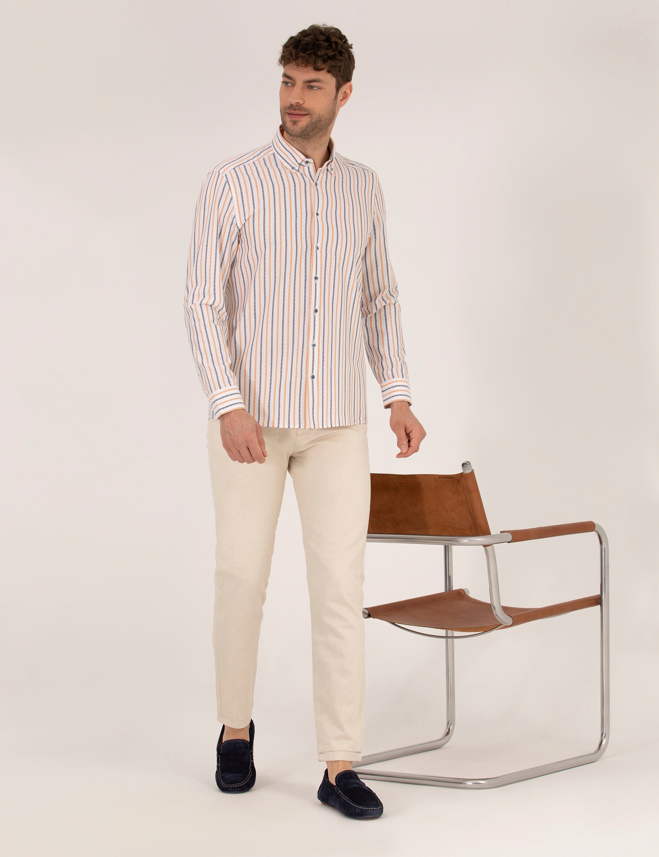 Pembe Regular Fit Uzun Kollu Gömlek - Image 4