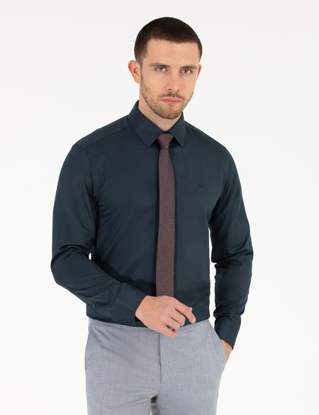 Lacivert Slim Fit Uzun Kollu Klasik Gömlek - 50268187033
