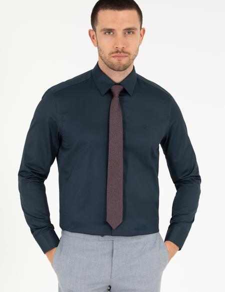 Lacivert Slim Fit Uzun Kollu Klasik Gömlek - 50268187033