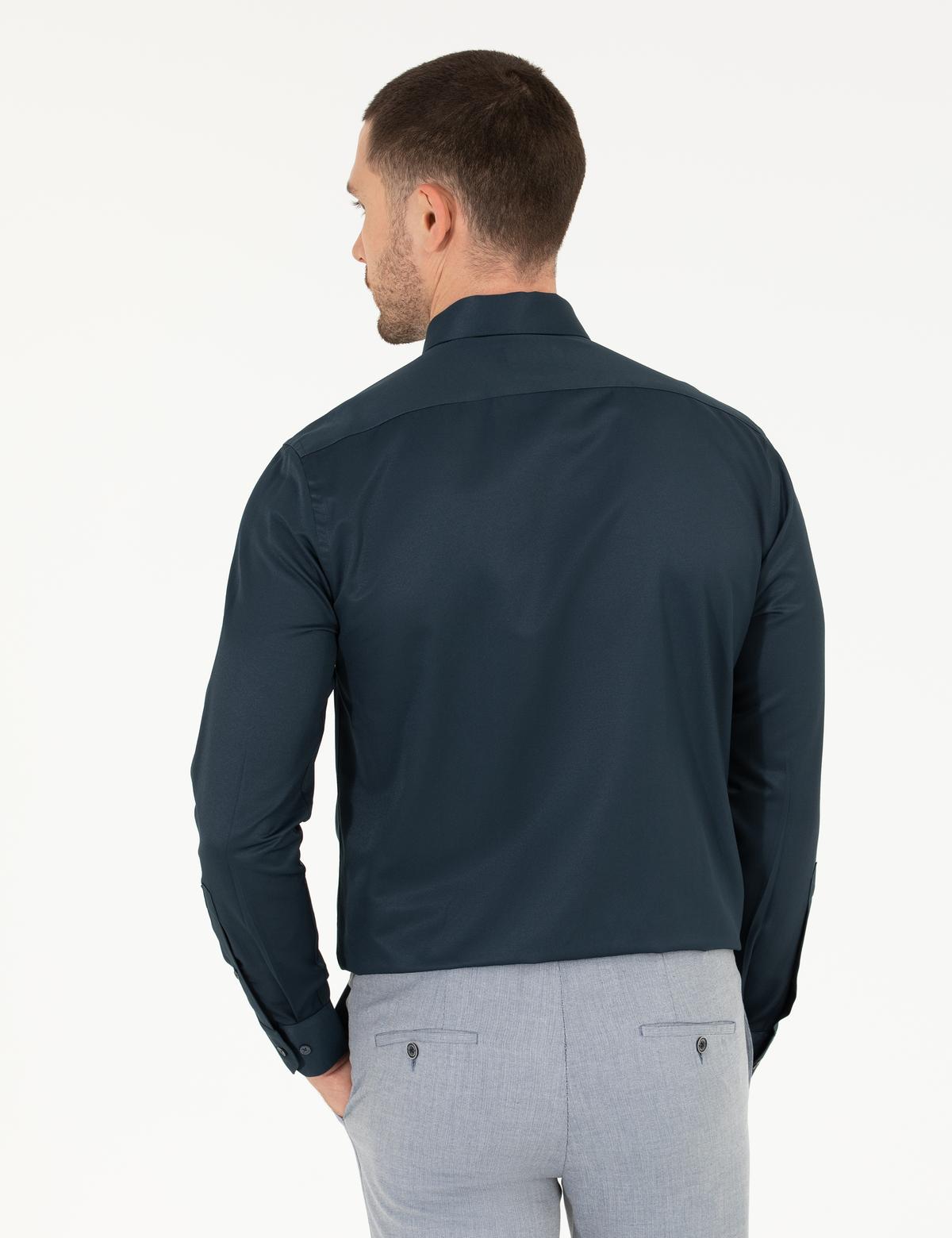 Lacivert Slim Fit Uzun Kollu Klasik Gömlek - 50268187033