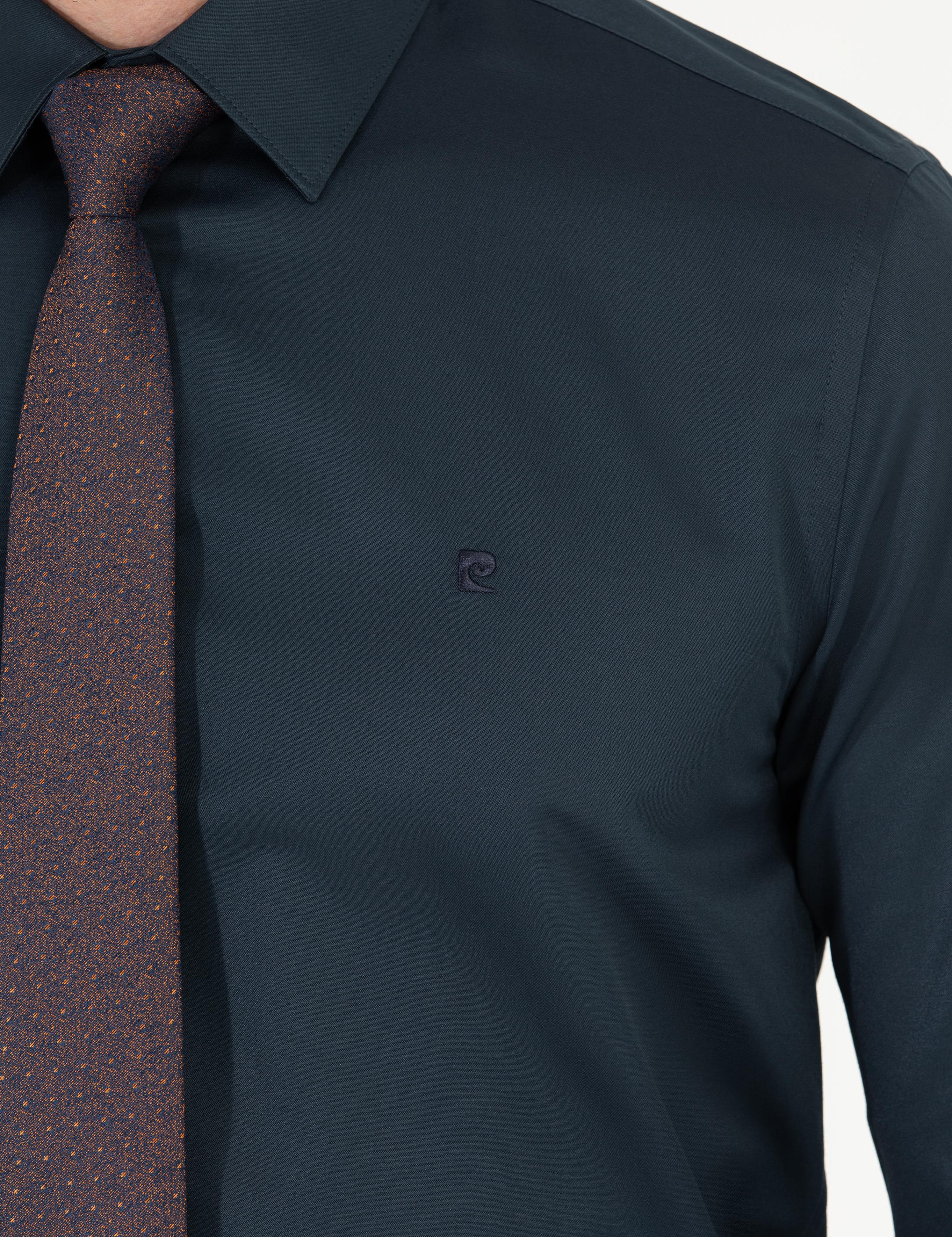 Lacivert Slim Fit Uzun Kollu Klasik Gömlek