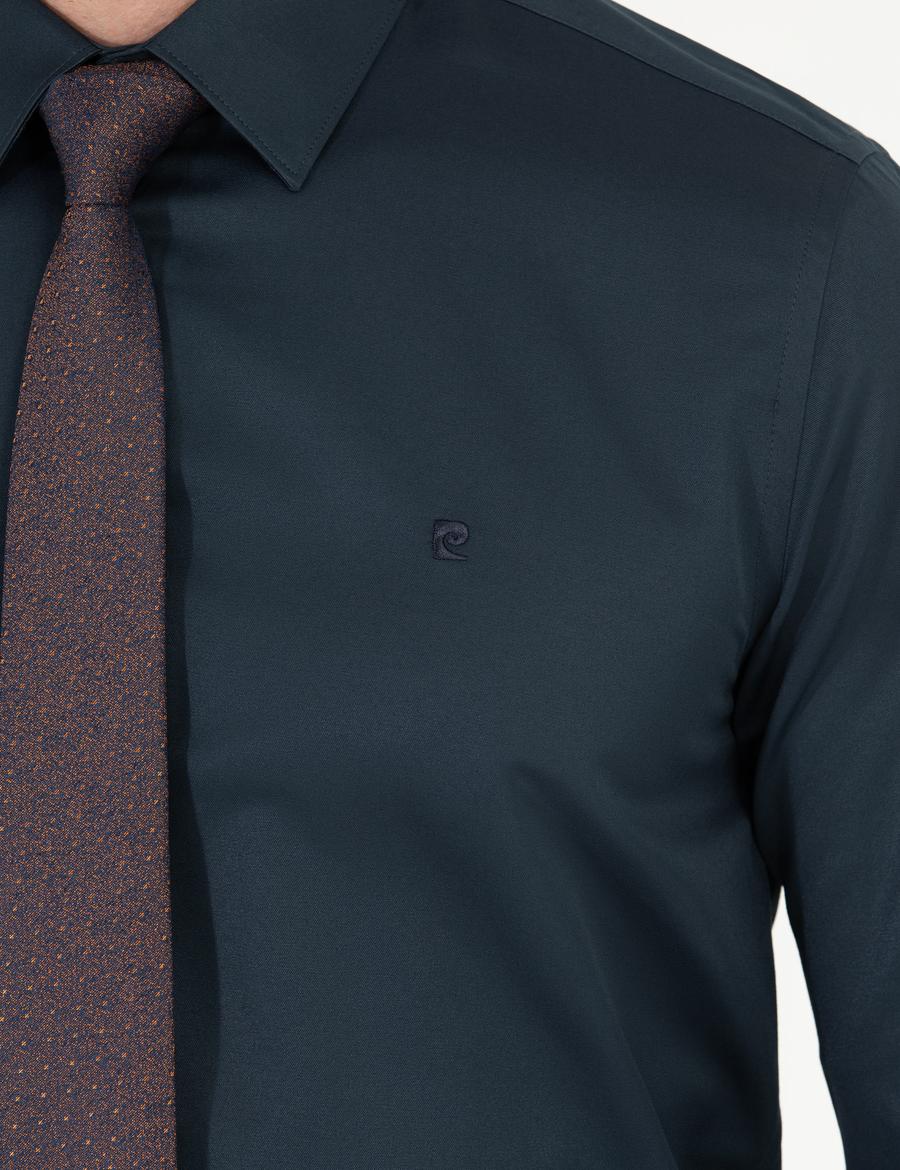 Lacivert Slim Fit Uzun Kollu Klasik Gömlek