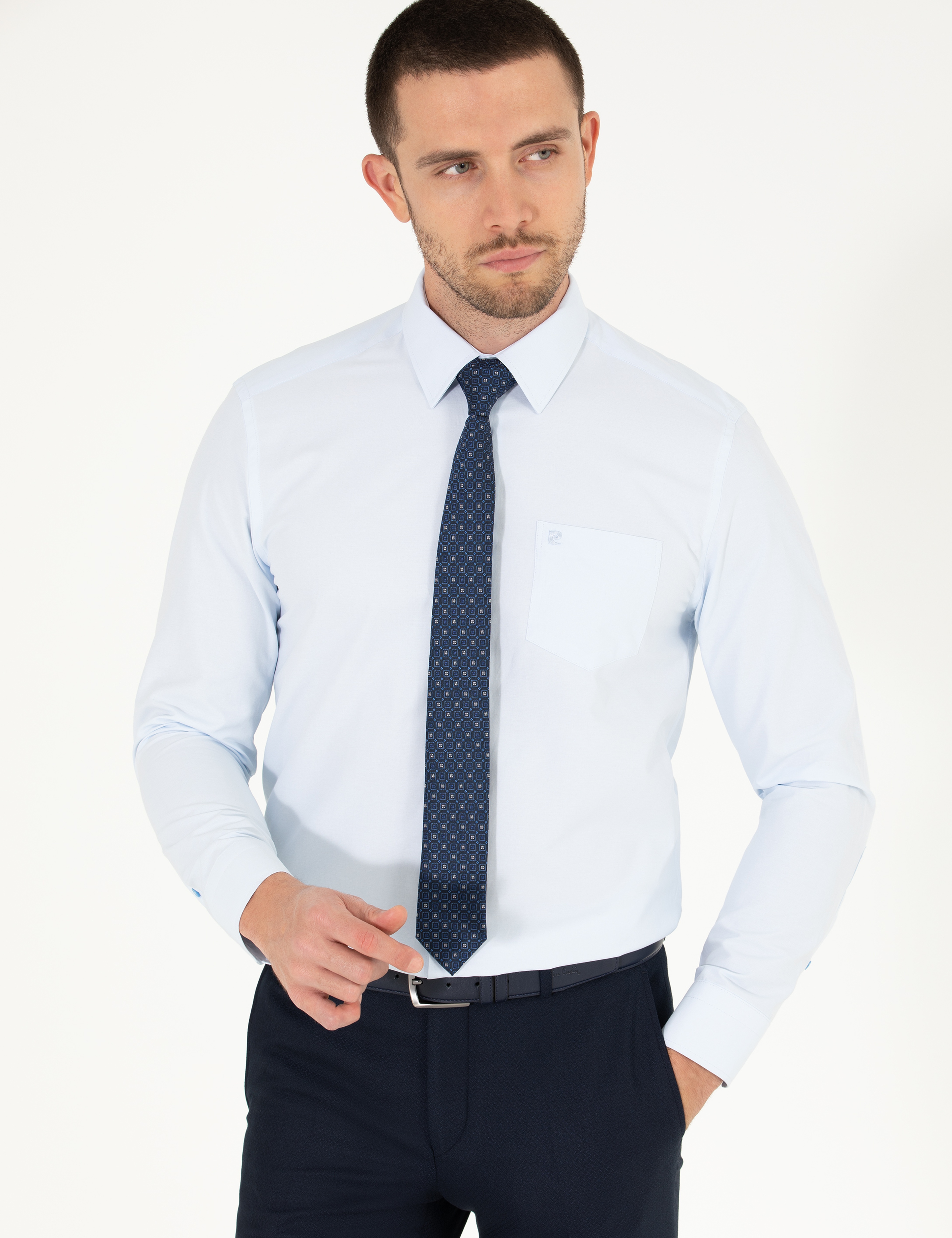 Açık Mavi Regular Fit Uzun Kollu Klasik Gömlek - Image 2