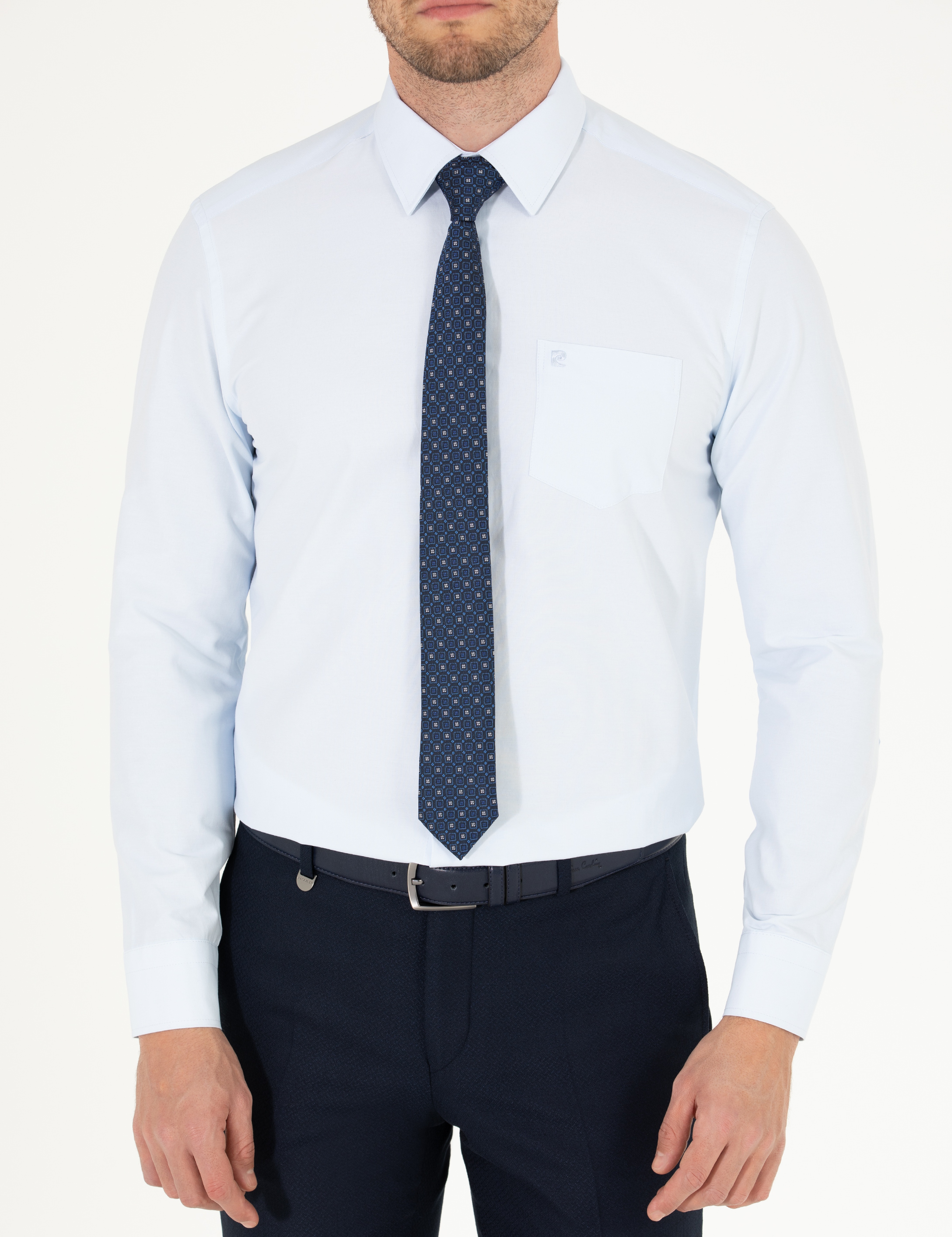 Açık Mavi Regular Fit Uzun Kollu Klasik Gömlek - Image 6