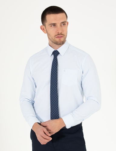 Açık Mavi Regular Fit Uzun Kollu Klasik Gömlek