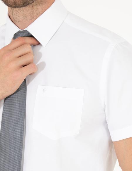 Beyaz Regular Fit Kısa Kollu Klasik Gömlek - 50268194016