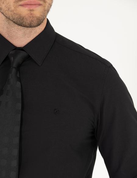 Siyah Slim Fit Uzun Kollu Klasik Gömlek - 50268203026