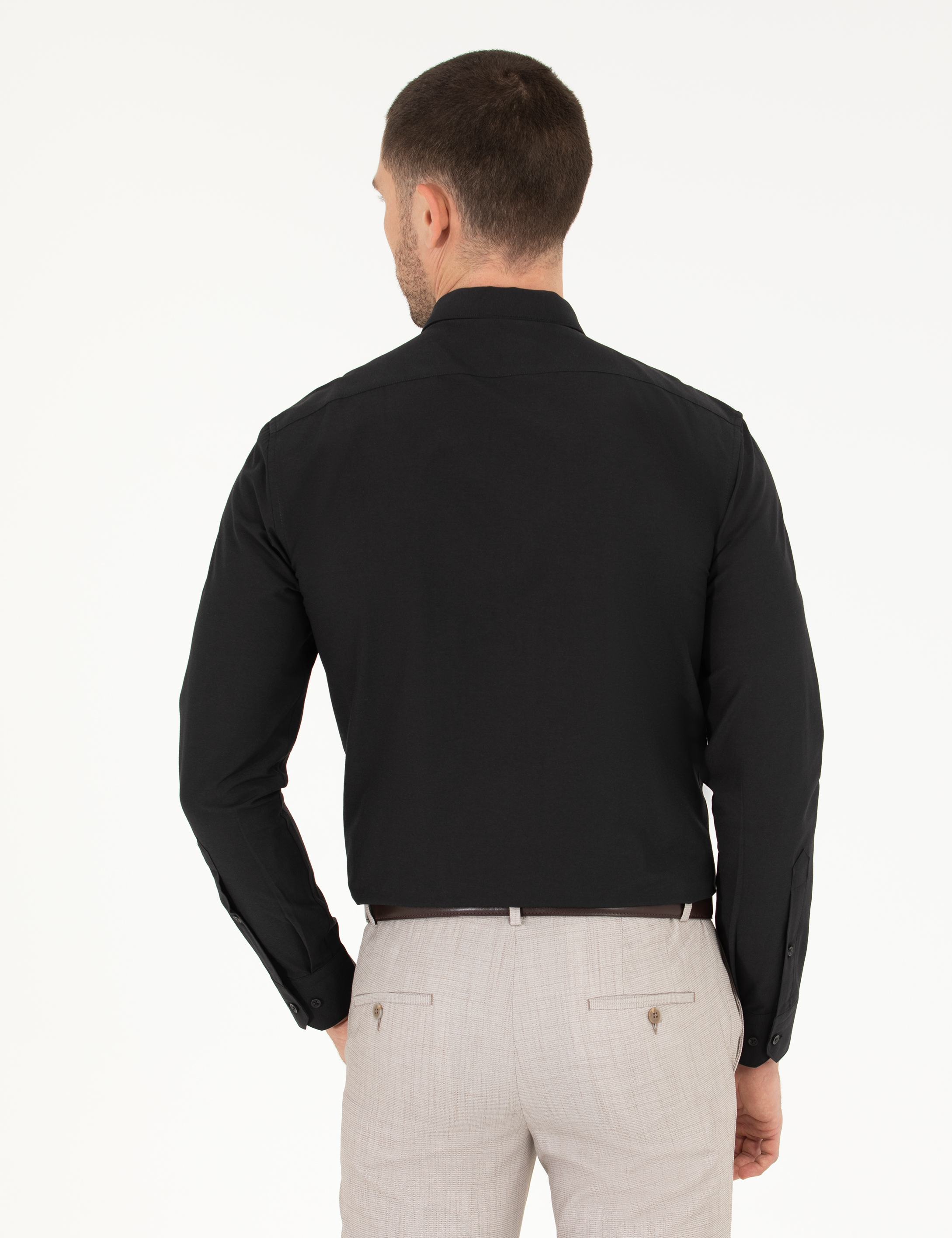 Pierre Cardin Siyah Slim Fit Uzun Kollu Klasik Gömlek görsel 5