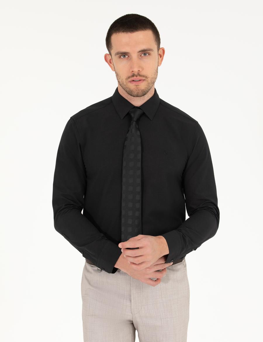 Siyah Slim Fit Uzun Kollu Klasik Gömlek