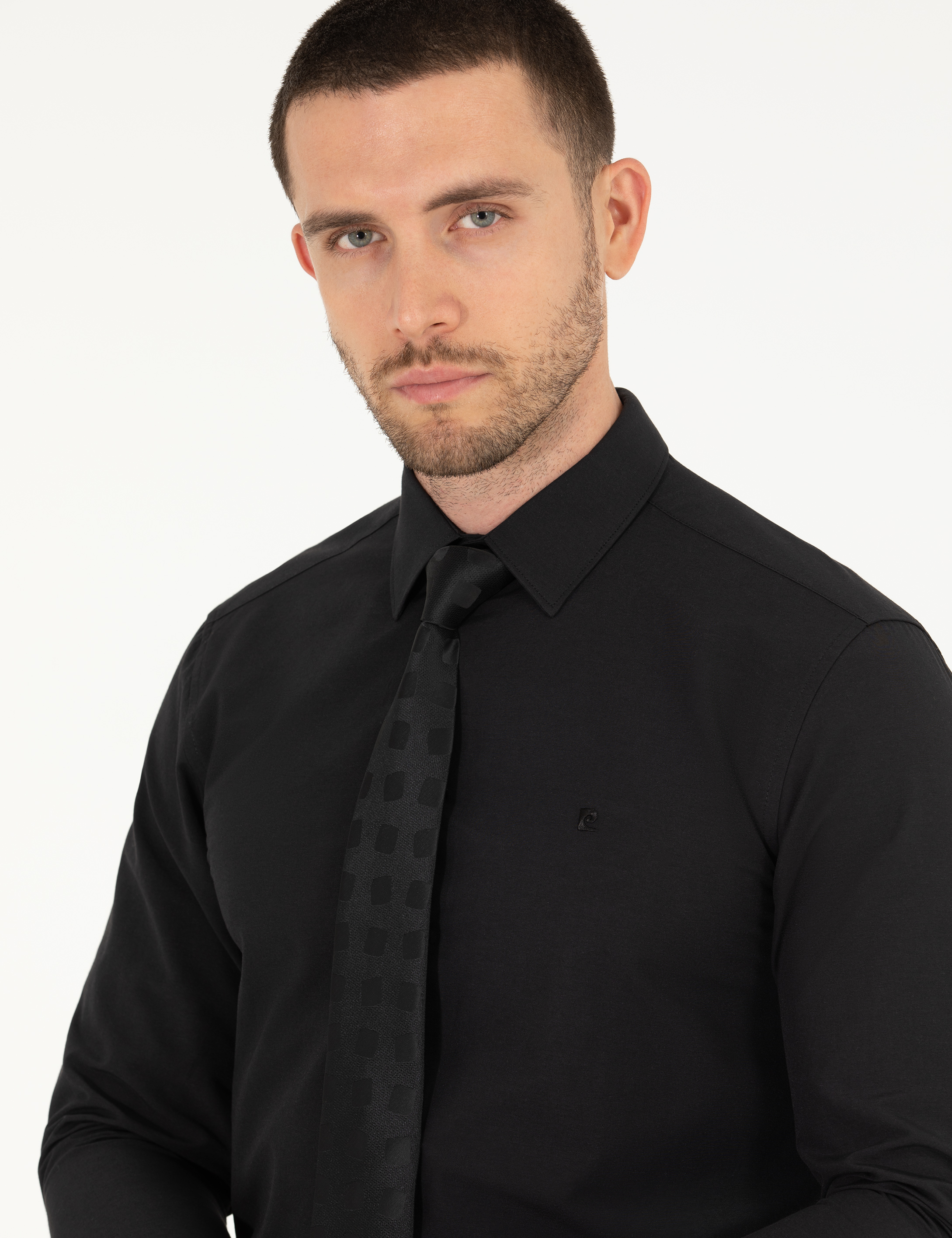 Pierre Cardin Siyah Slim Fit Uzun Kollu Klasik Gömlek görsel 3
