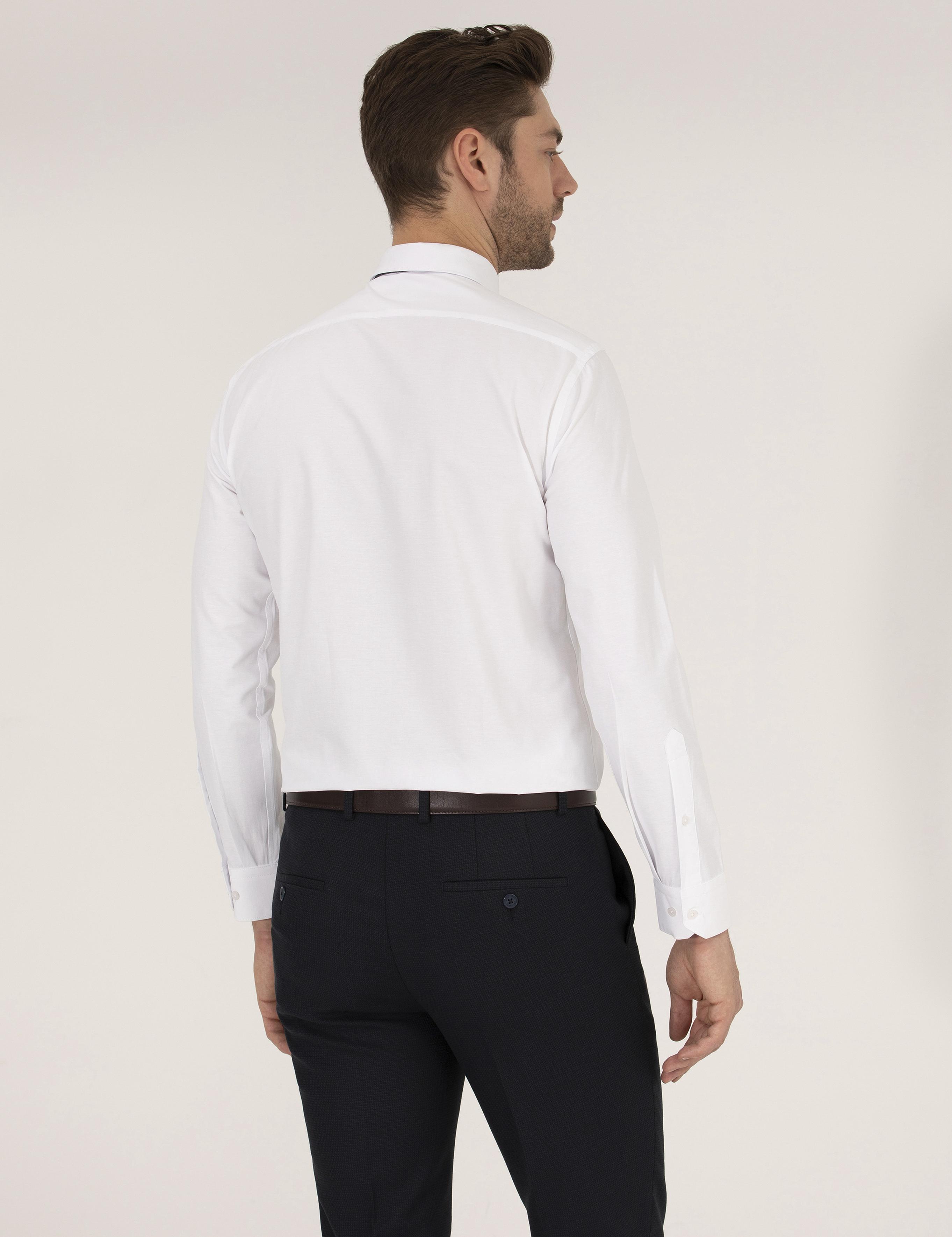 Beyaz Slim Fit Uzun Kollu Klasik Gömlek