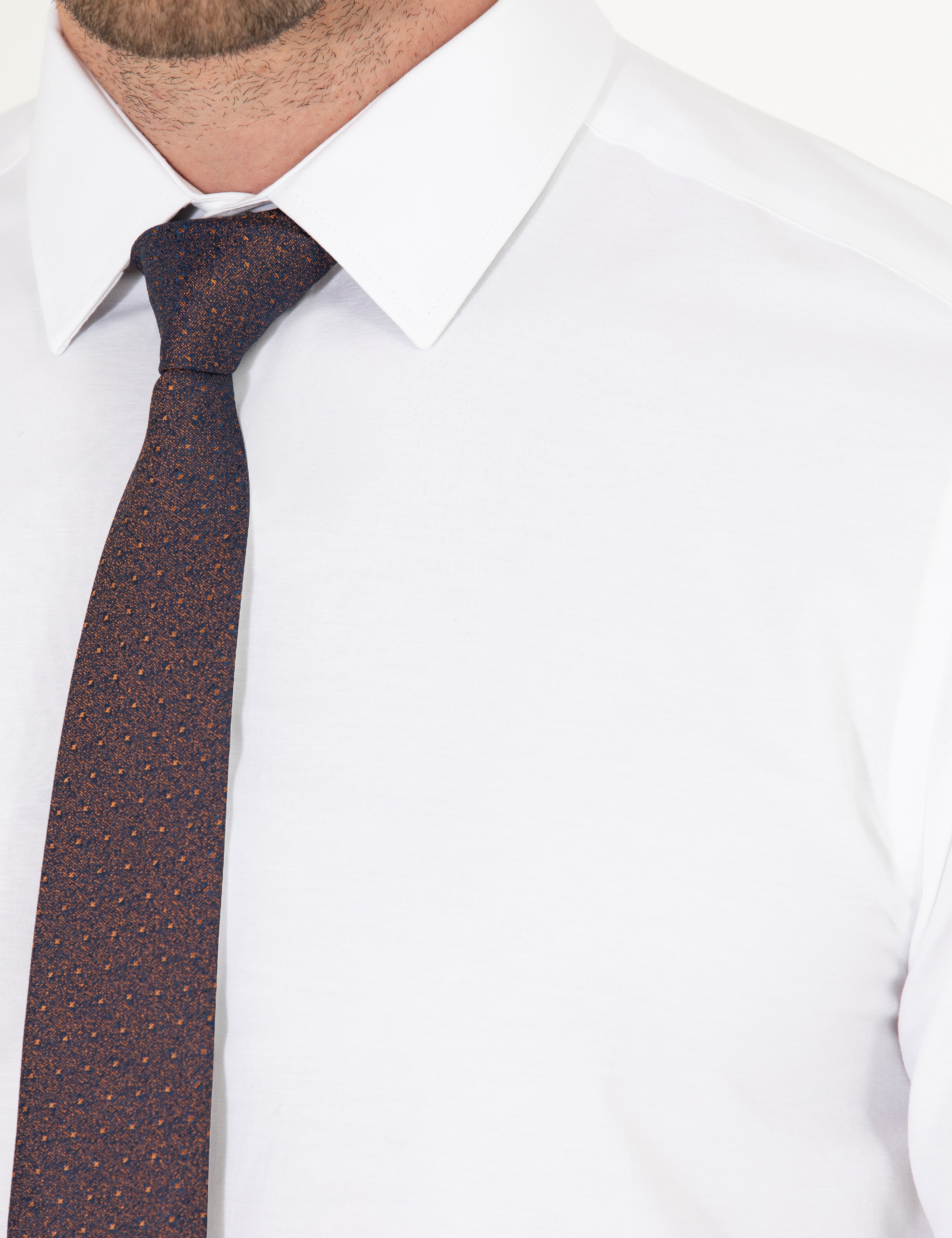 Beyaz Slim Fit Uzun Kollu Klasik Gömlek - Image 7