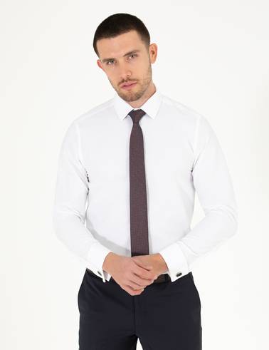 Beyaz Slim Fit Uzun Kollu Klasik Gömlek