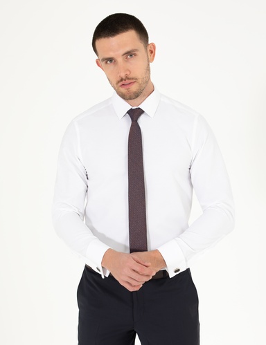Beyaz Slim Fit Uzun Kollu Klasik Gömlek
