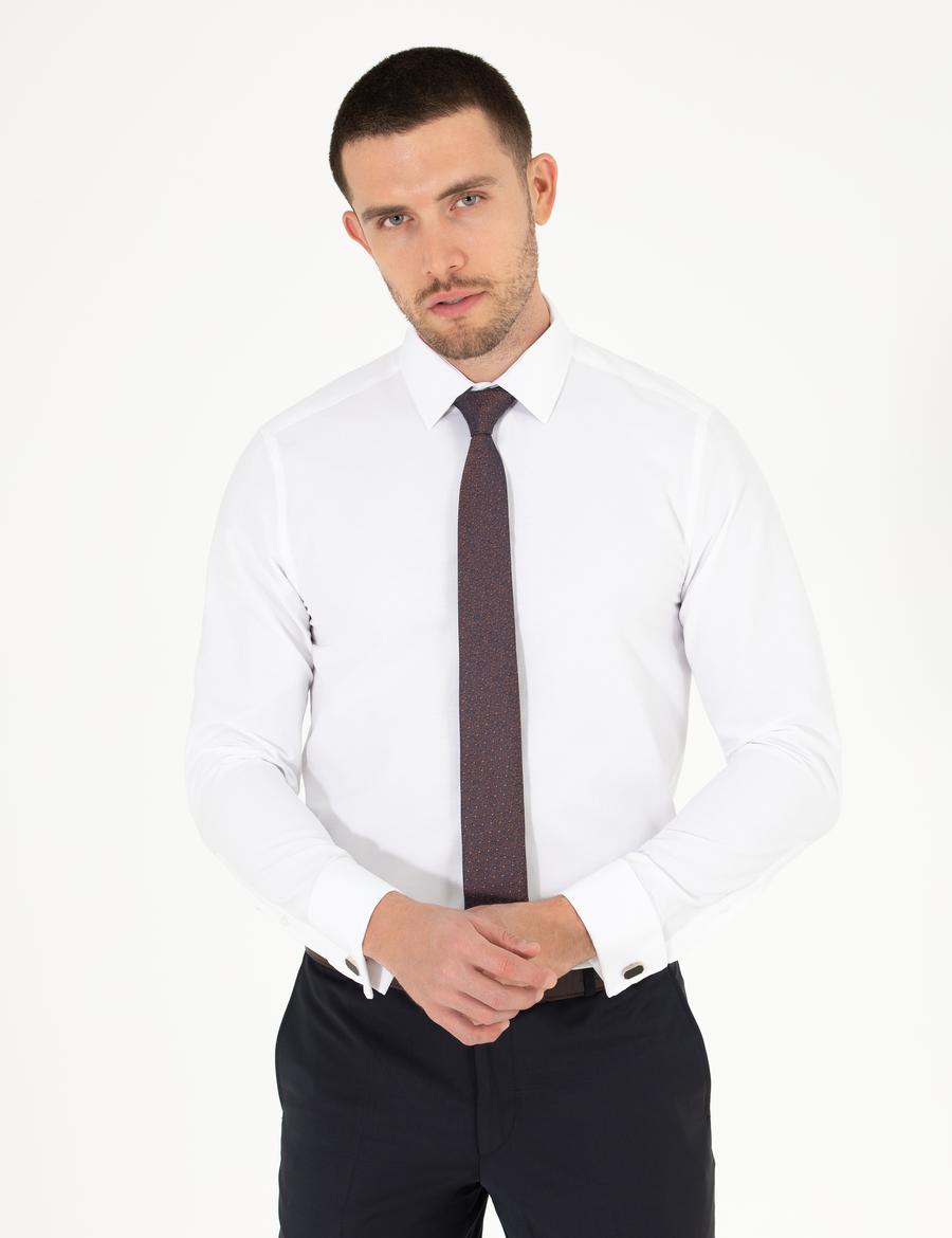 Beyaz Slim Fit Uzun Kollu Klasik Gömlek