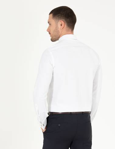 Beyaz Slim Fit Uzun Kollu Klasik Gömlek