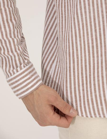 Kahverengi Regular Fit Uzun Kollu Gömlek - 50269387016