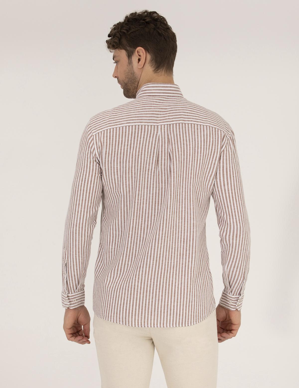 Kahverengi Regular Fit Uzun Kollu Gömlek - 50269387016