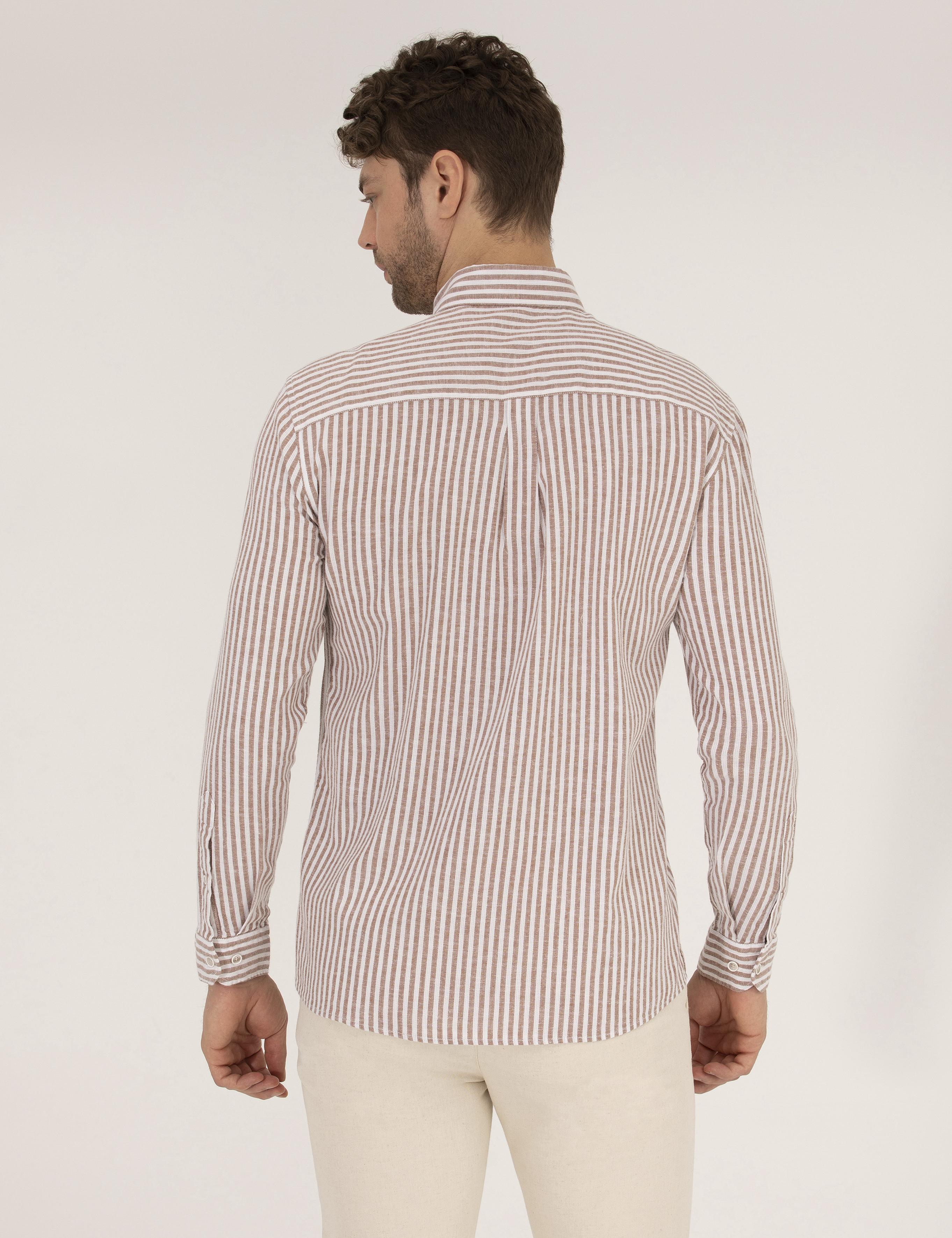 Kahverengi Regular Fit Uzun Kollu Gömlek