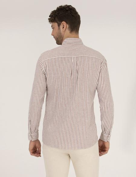 Kahverengi Regular Fit Uzun Kollu Gömlek - 50269387016