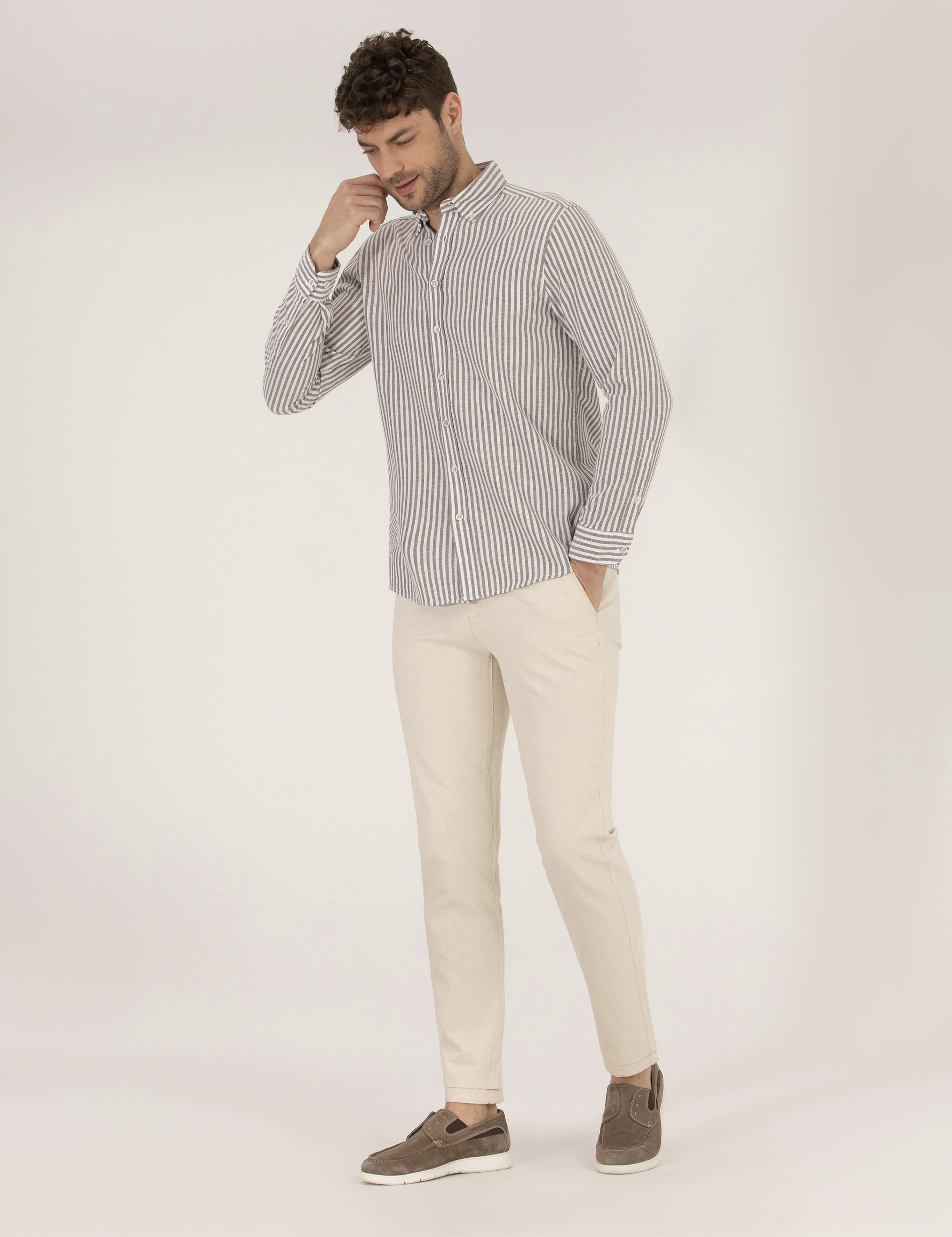 Haki Regular Fit Uzun Kollu Gömlek