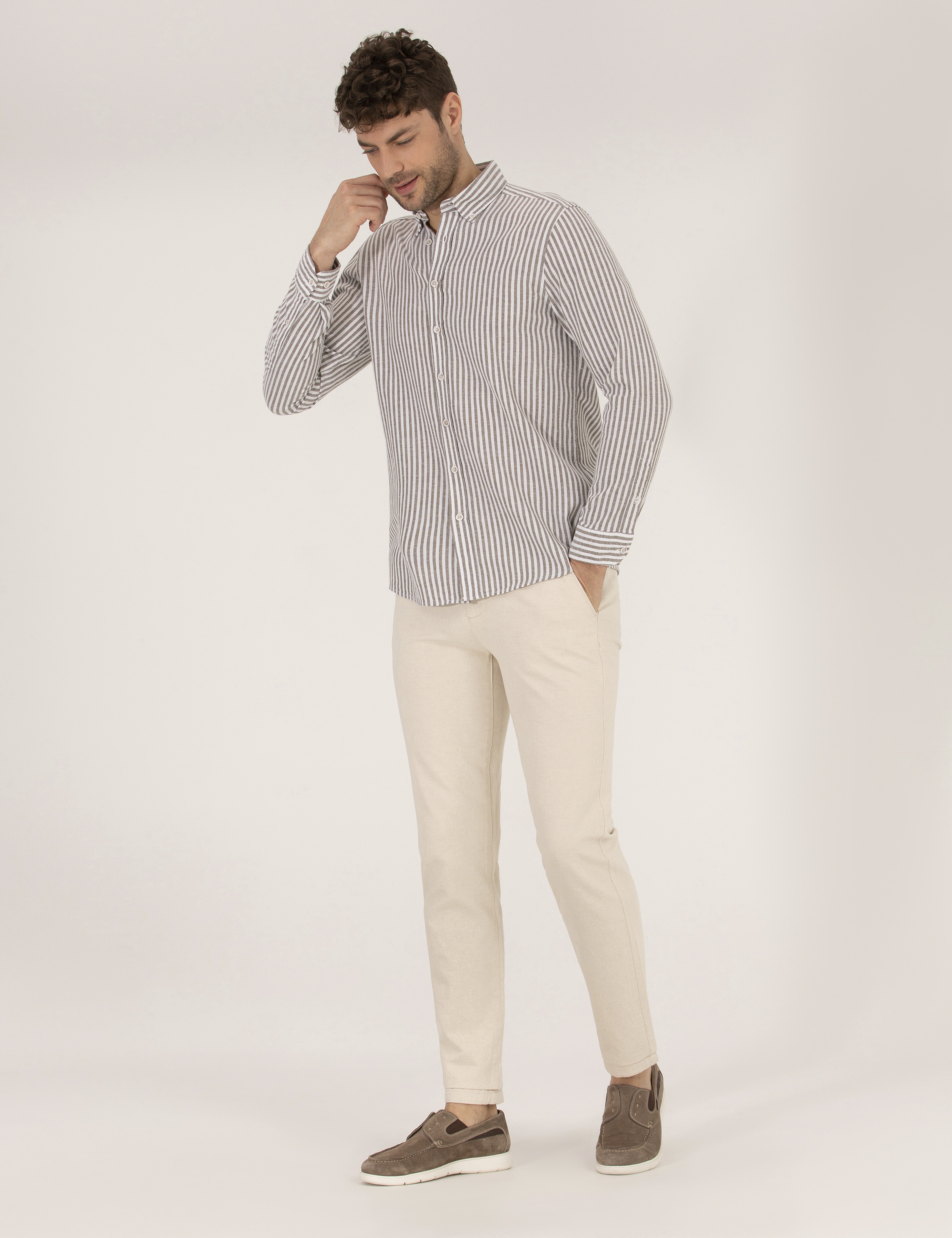 Haki Regular Fit Uzun Kollu Gömlek - Image 4