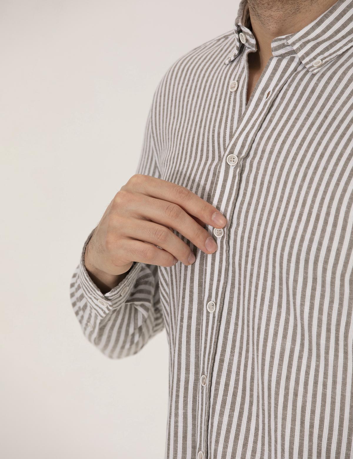 Haki Regular Fit Uzun Kollu Gömlek - 50269387024