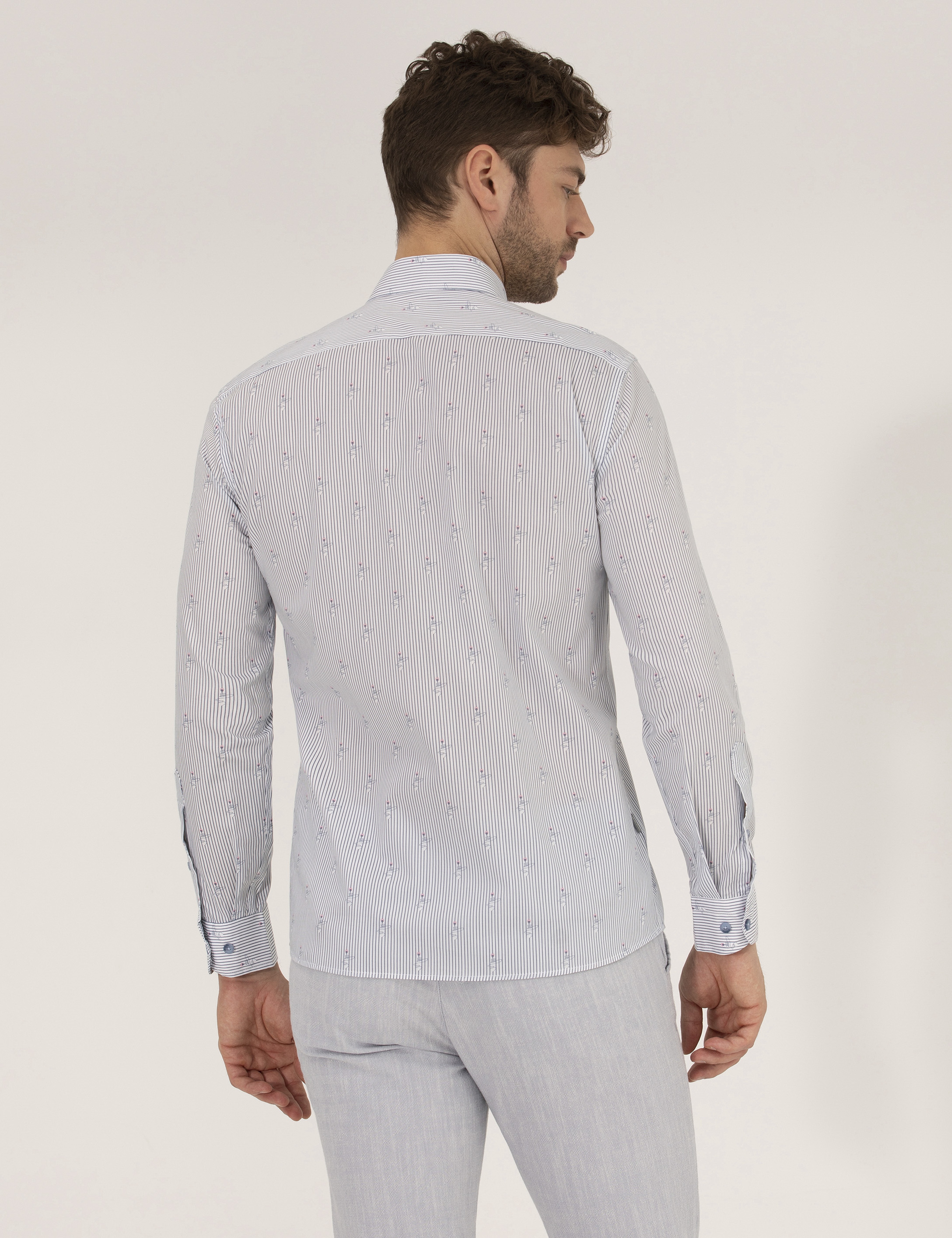 Pembe Slim Fit Uzun Kollu Gömlek