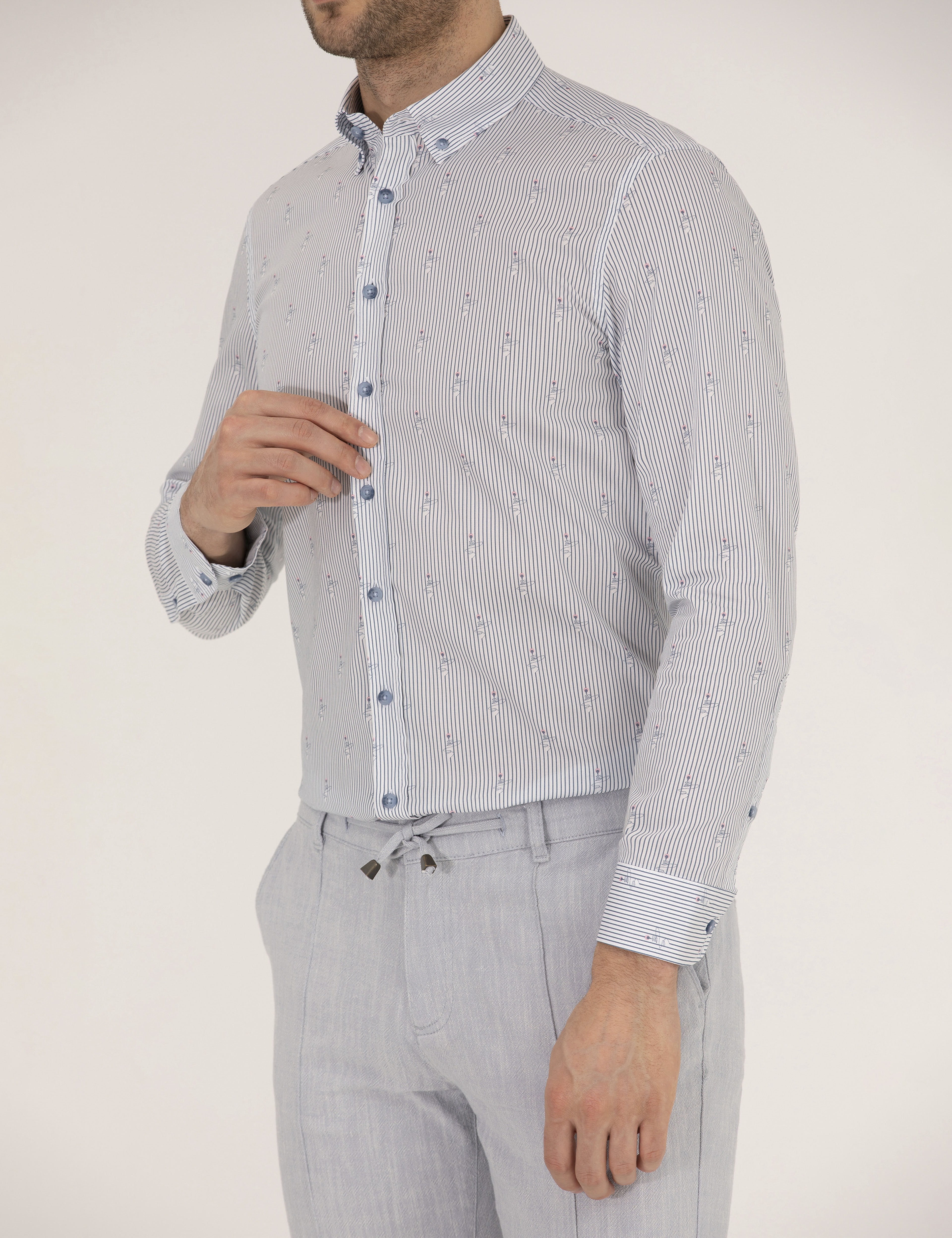 Pembe Slim Fit Uzun Kollu Gömlek