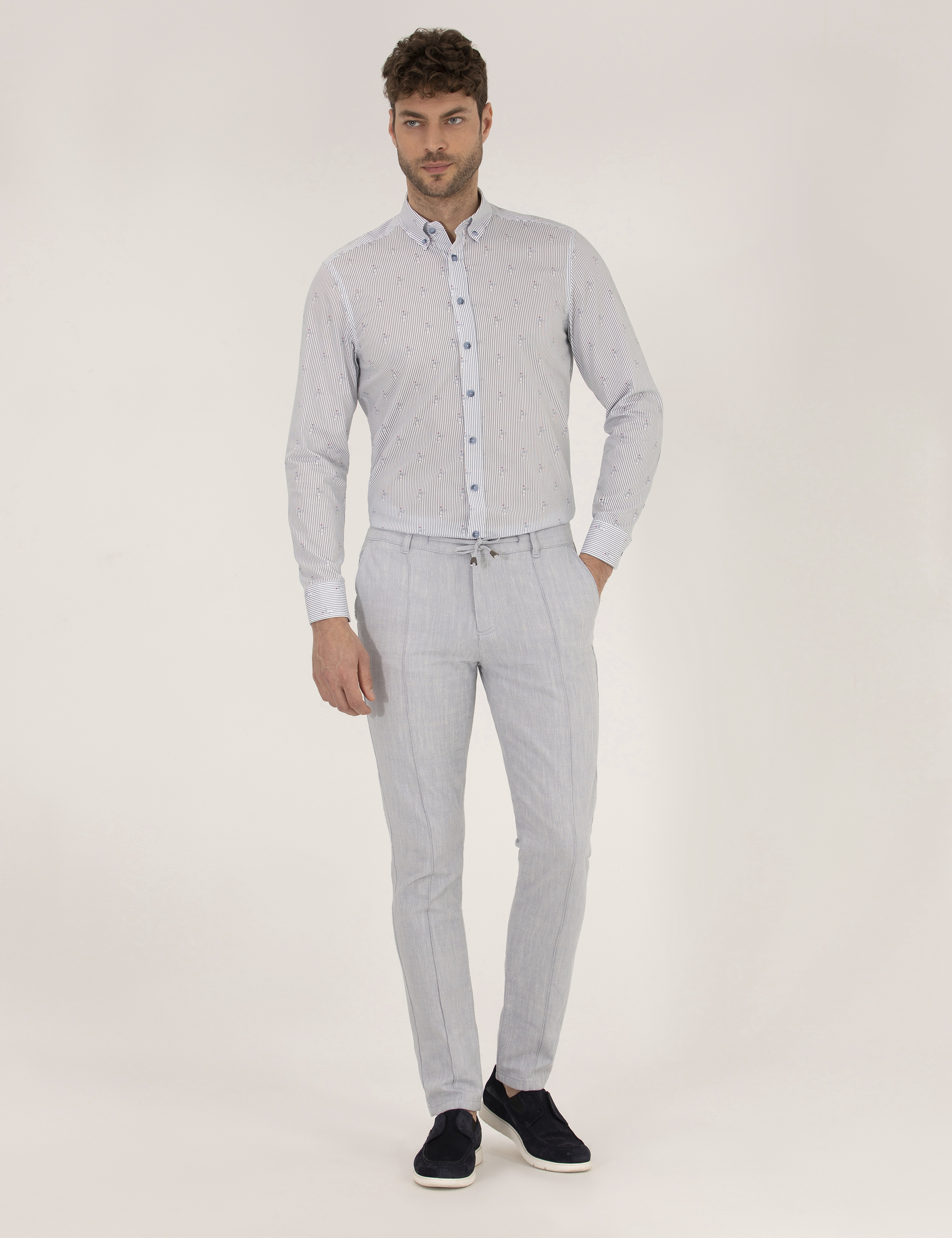 Pembe Slim Fit Uzun Kollu Gömlek - Image 4