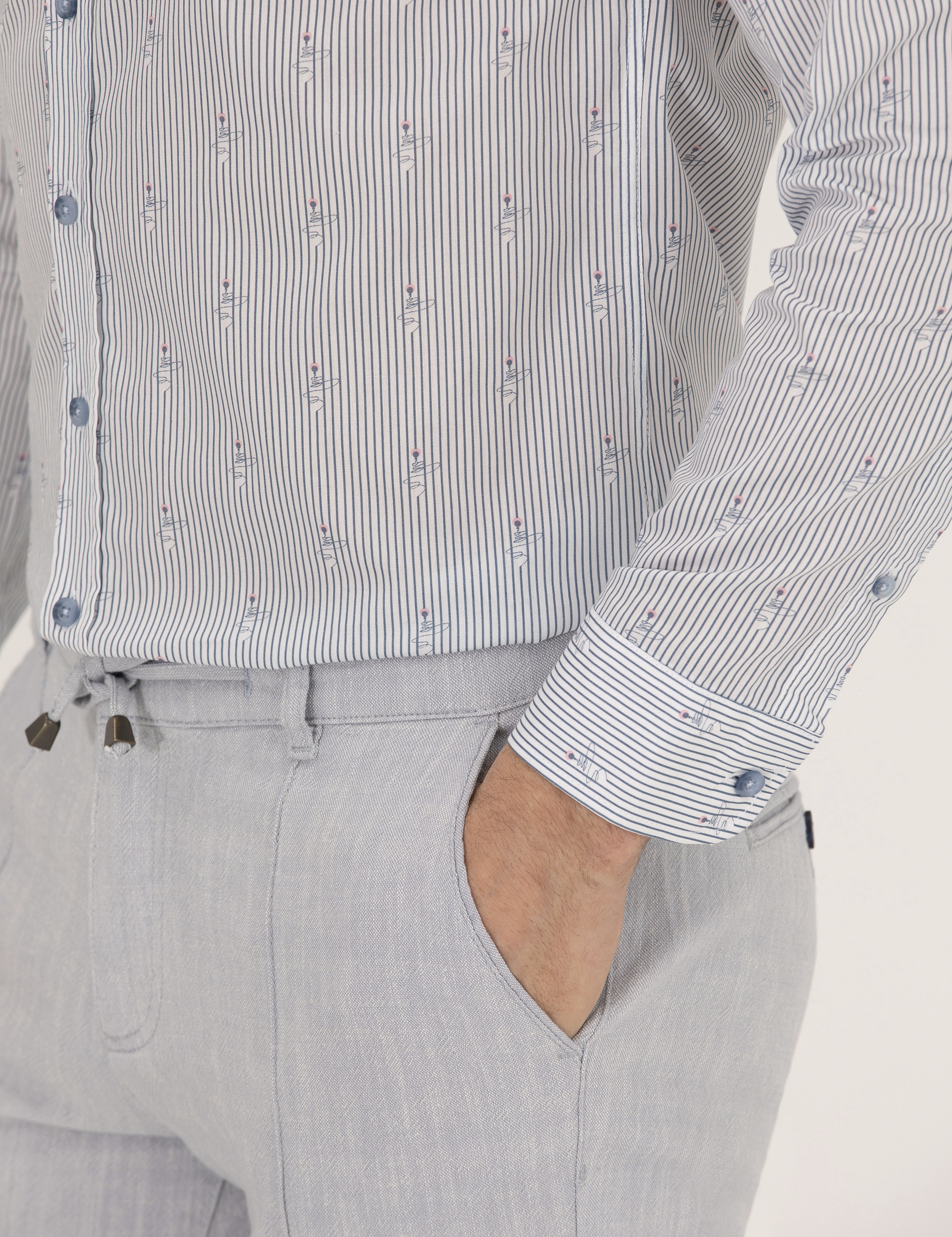 Pembe Slim Fit Uzun Kollu Gömlek - Image 7